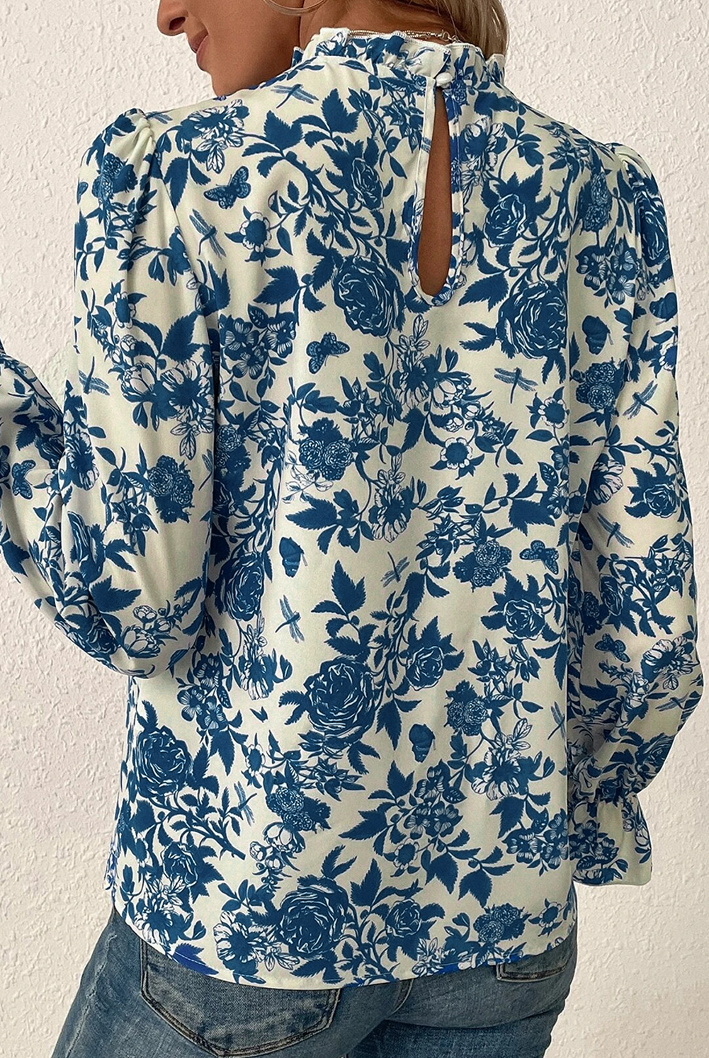 Serenity Bloom: Floral Flounce Sleeve Blouse (2 Colors)-Blouses-Krush Kandy, Women's Online Fashion Boutique Located in Phoenix, Arizona (Scottsdale Area)