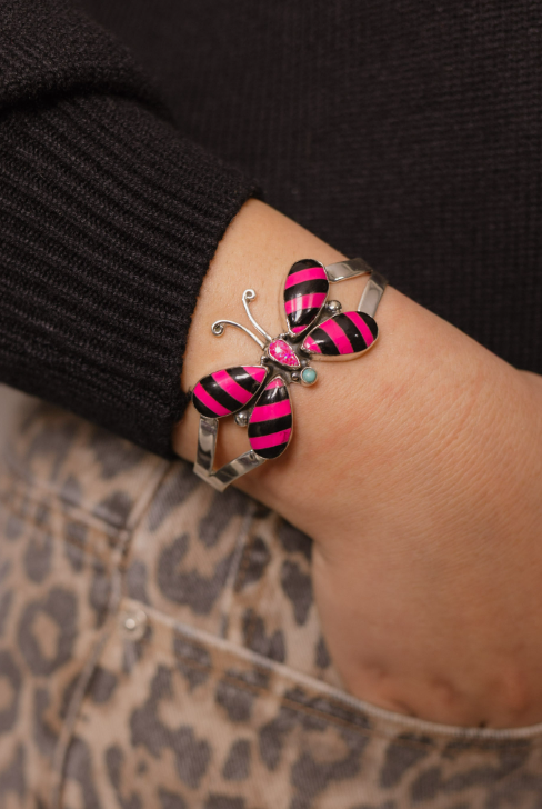 Butterfly Stripe Stone Cuff-Bracelets-Krush Kandy, Women's Online Fashion Boutique Located in Phoenix, Arizona (Scottsdale Area)