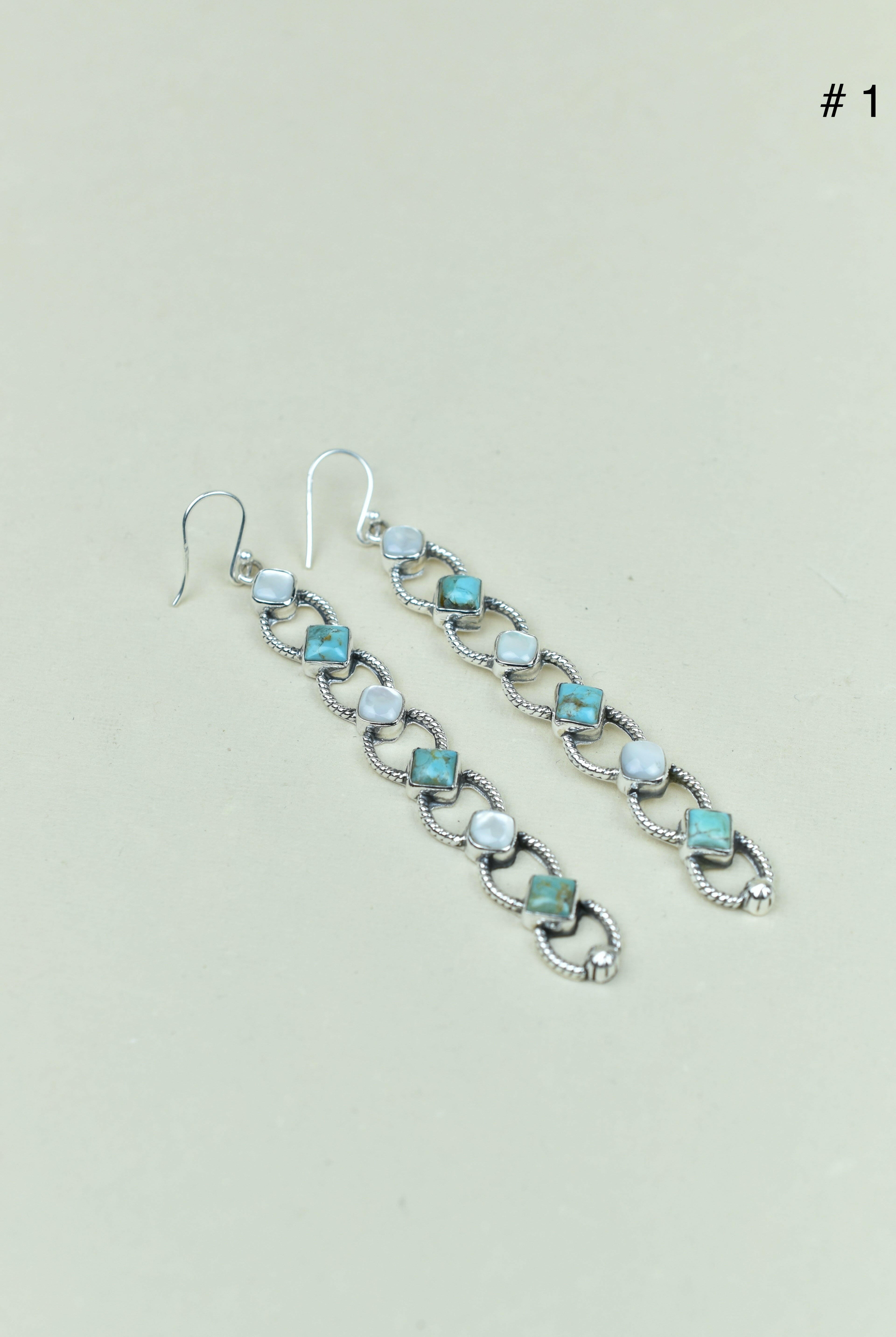 Sterling Silver Six Stone Cascading Earrings-Drop Earrings-Krush Kandy, Women's Online Fashion Boutique Located in Phoenix, Arizona (Scottsdale Area)