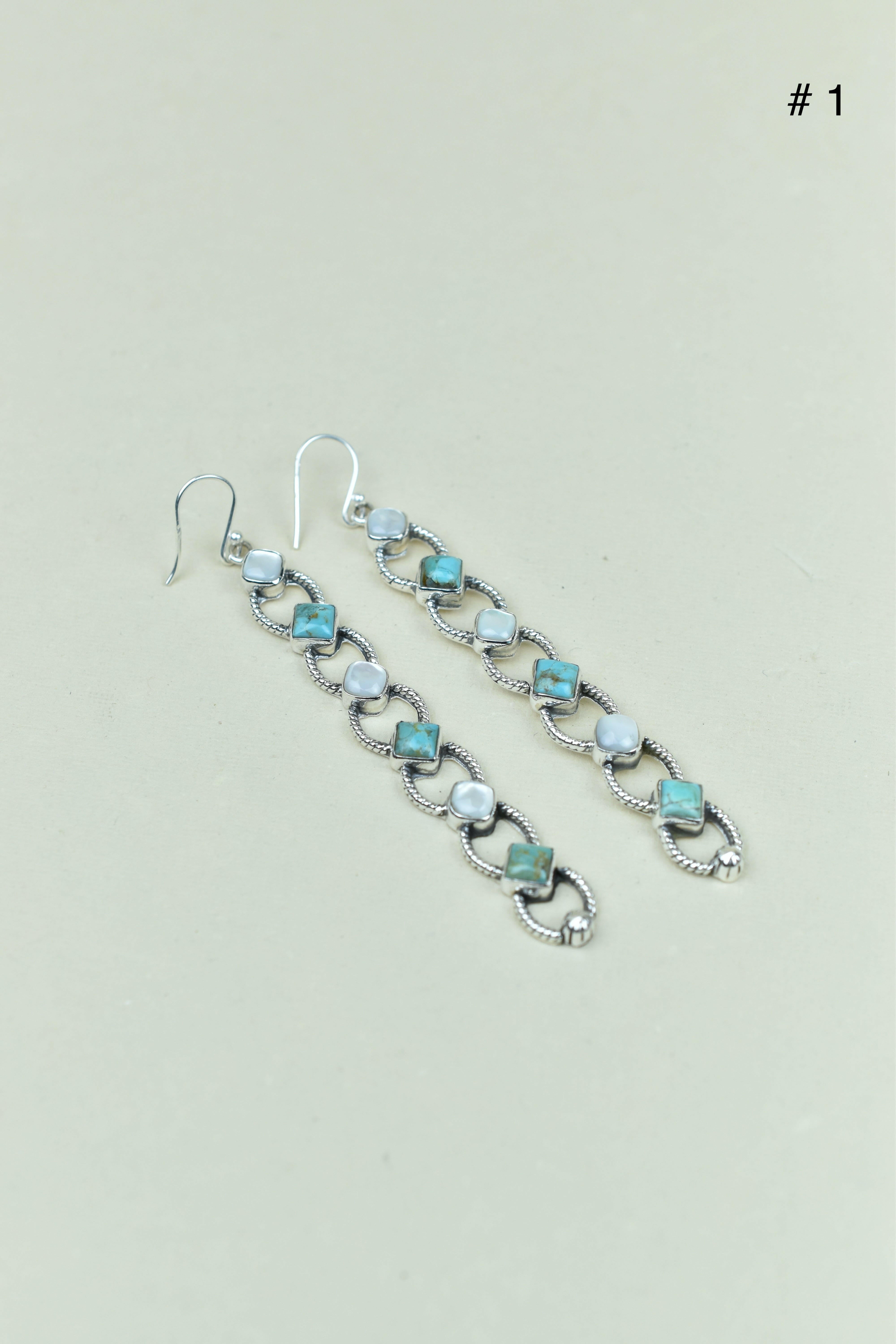 Sterling Silver Six Stone Cascading Earrings-Drop Earrings-Krush Kandy, Women's Online Fashion Boutique Located in Phoenix, Arizona (Scottsdale Area)
