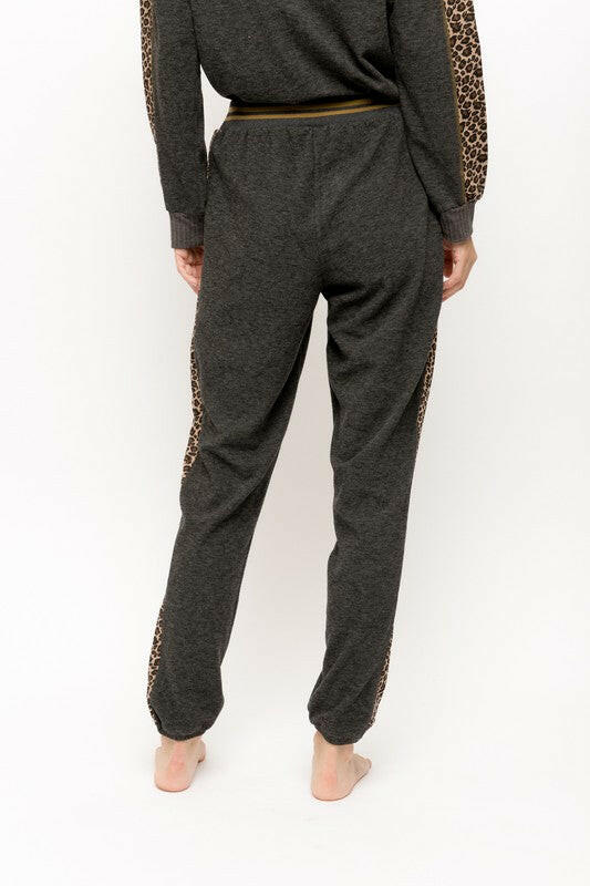 Women's Joggers with Animal Print Contrast-Joggers-Krush Kandy, Women's Online Fashion Boutique Located in Phoenix, Arizona (Scottsdale Area)