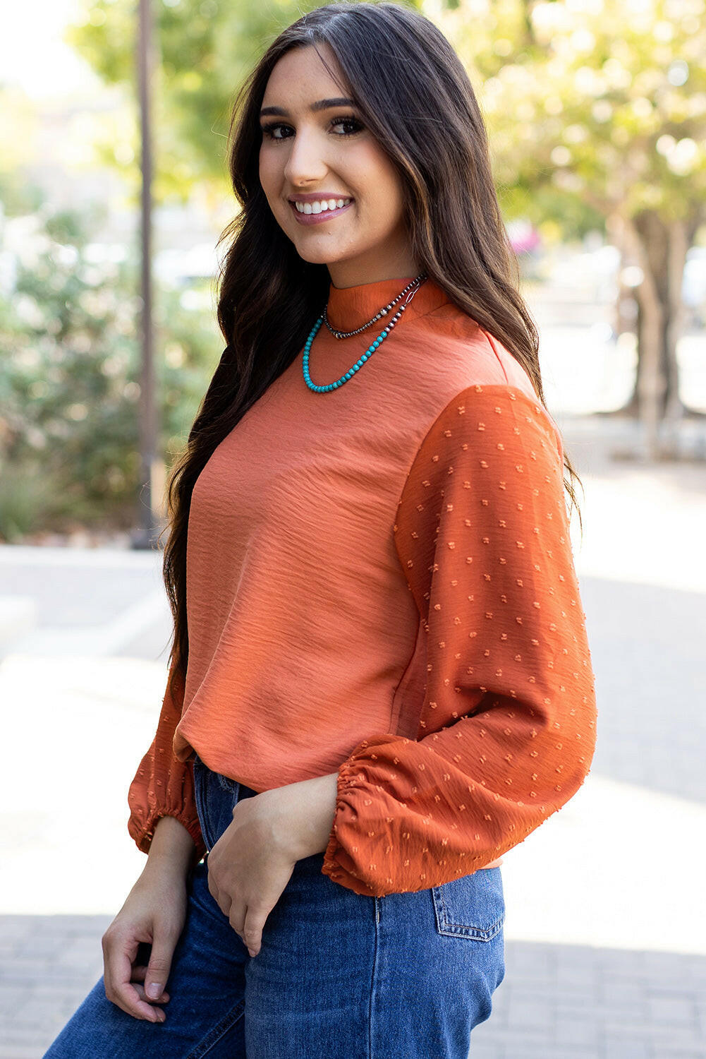 Loose Fit Balloon Sleeve Blouse-Long Sleeve Tops-Krush Kandy, Women's Online Fashion Boutique Located in Phoenix, Arizona (Scottsdale Area)