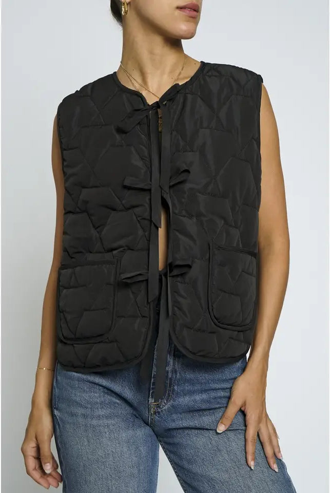 Padded Front Tie Vest-Vests-Krush Kandy, Women's Online Fashion Boutique Located in Phoenix, Arizona (Scottsdale Area)