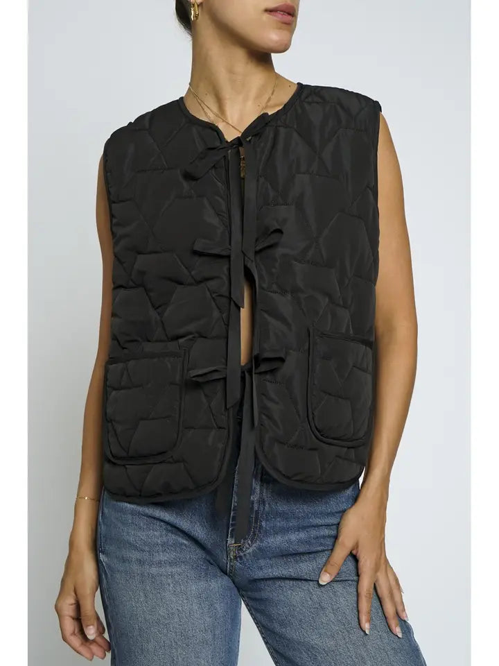 Padded Front Tie Vest-Vests-Krush Kandy, Women's Online Fashion Boutique Located in Phoenix, Arizona (Scottsdale Area)
