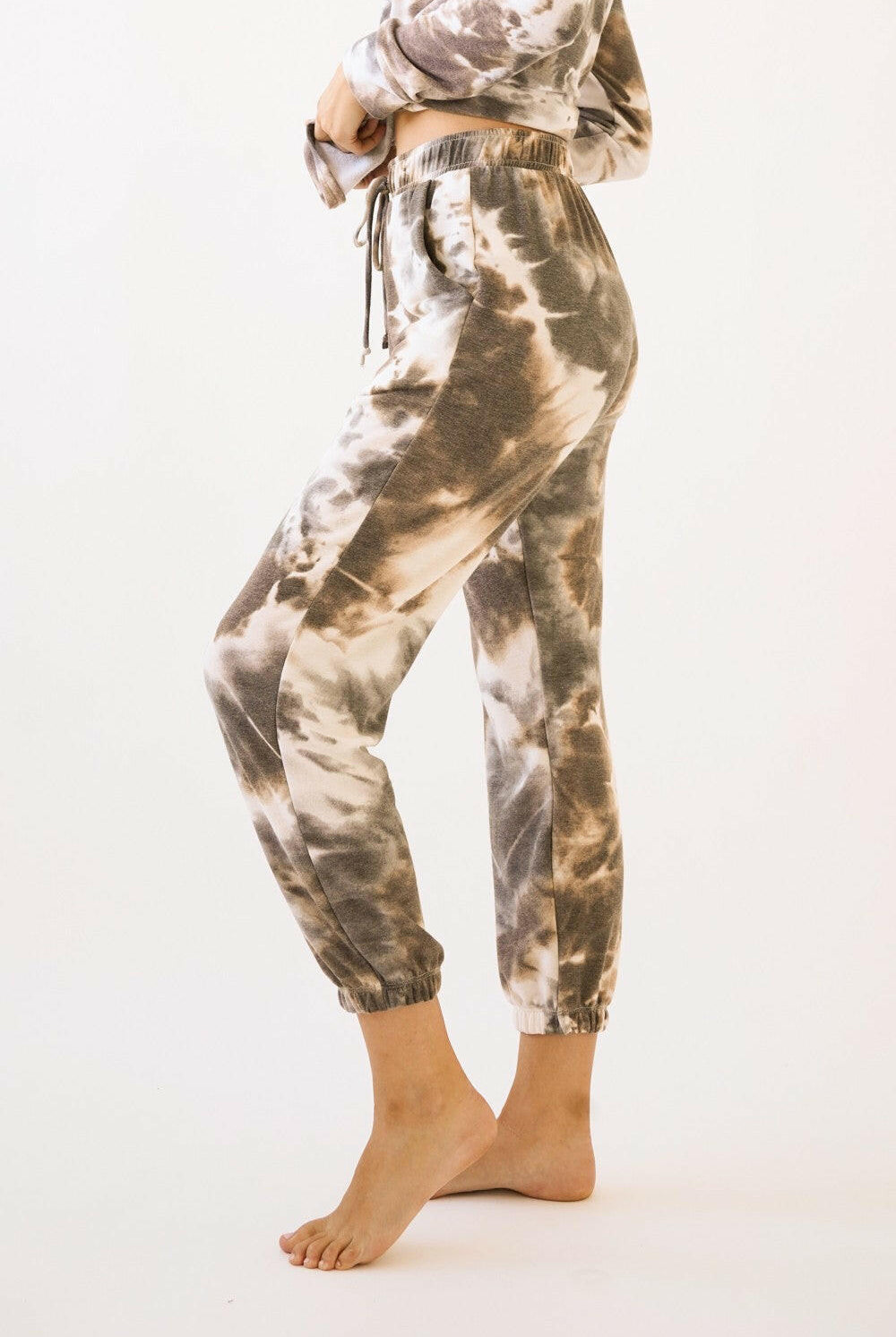 Ash Brown Tie Dye Jogger Pants-Joggers-Krush Kandy, Women's Online Fashion Boutique Located in Phoenix, Arizona (Scottsdale Area)