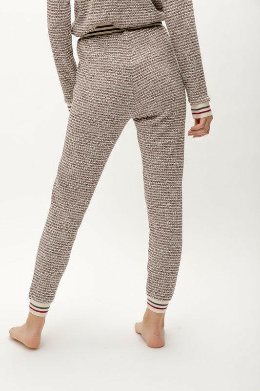 Cozy Waffle-Knit Joggers with Striped Bands-Joggers-Krush Kandy, Women's Online Fashion Boutique Located in Phoenix, Arizona (Scottsdale Area)