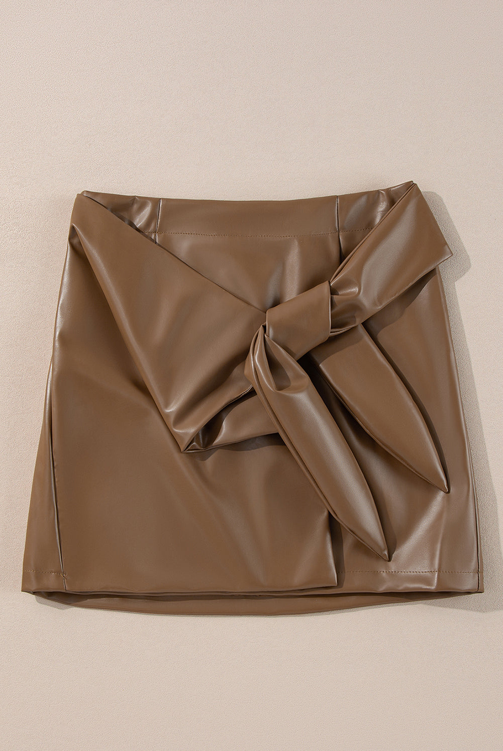 Coffee Faux Leather Knot Skirt-skirts-Krush Kandy, Women's Online Fashion Boutique Located in Phoenix, Arizona (Scottsdale Area)