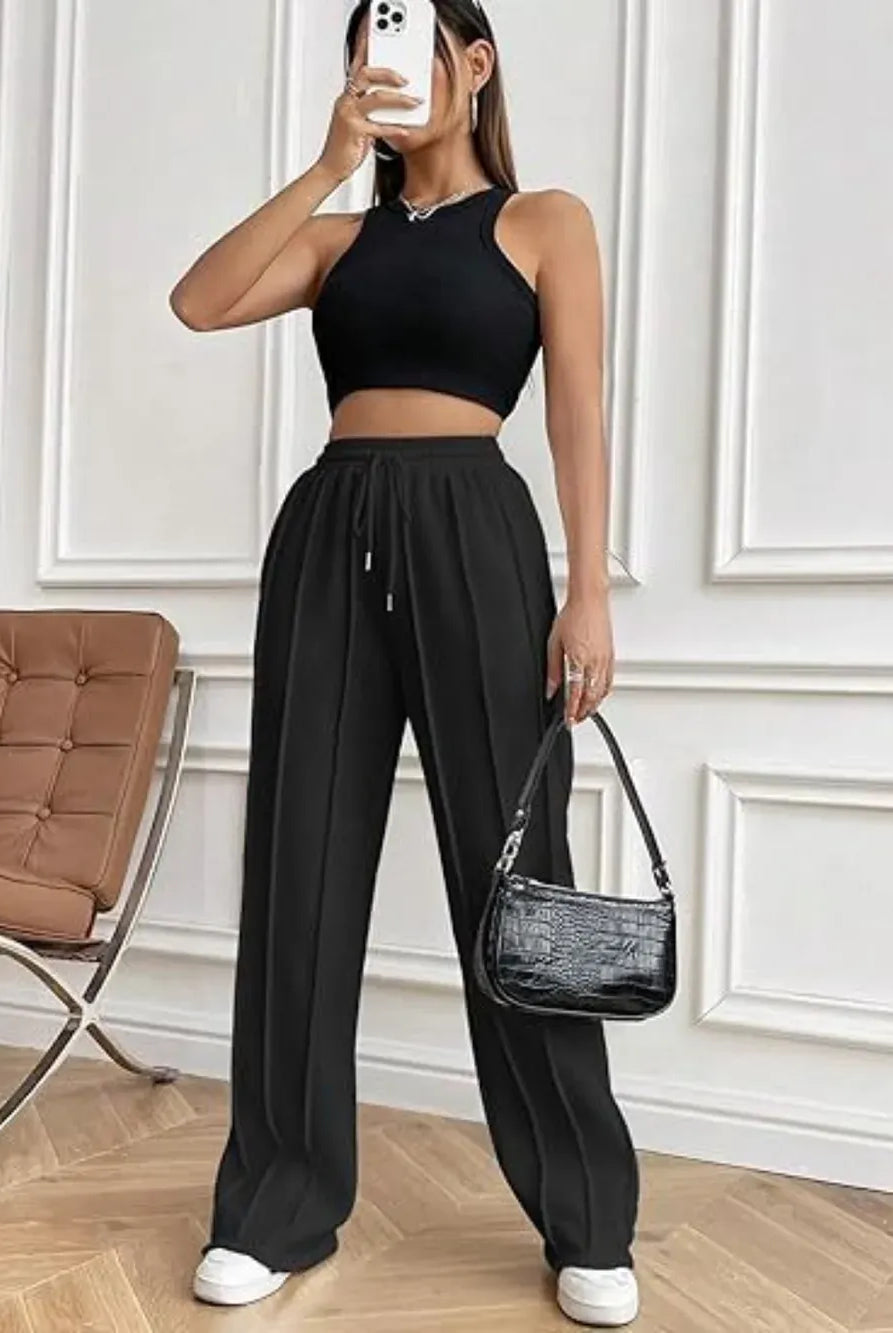 Drawstring Wide Leg Pants with Pockets-PANTS-Krush Kandy, Women's Online Fashion Boutique Located in Phoenix, Arizona (Scottsdale Area)