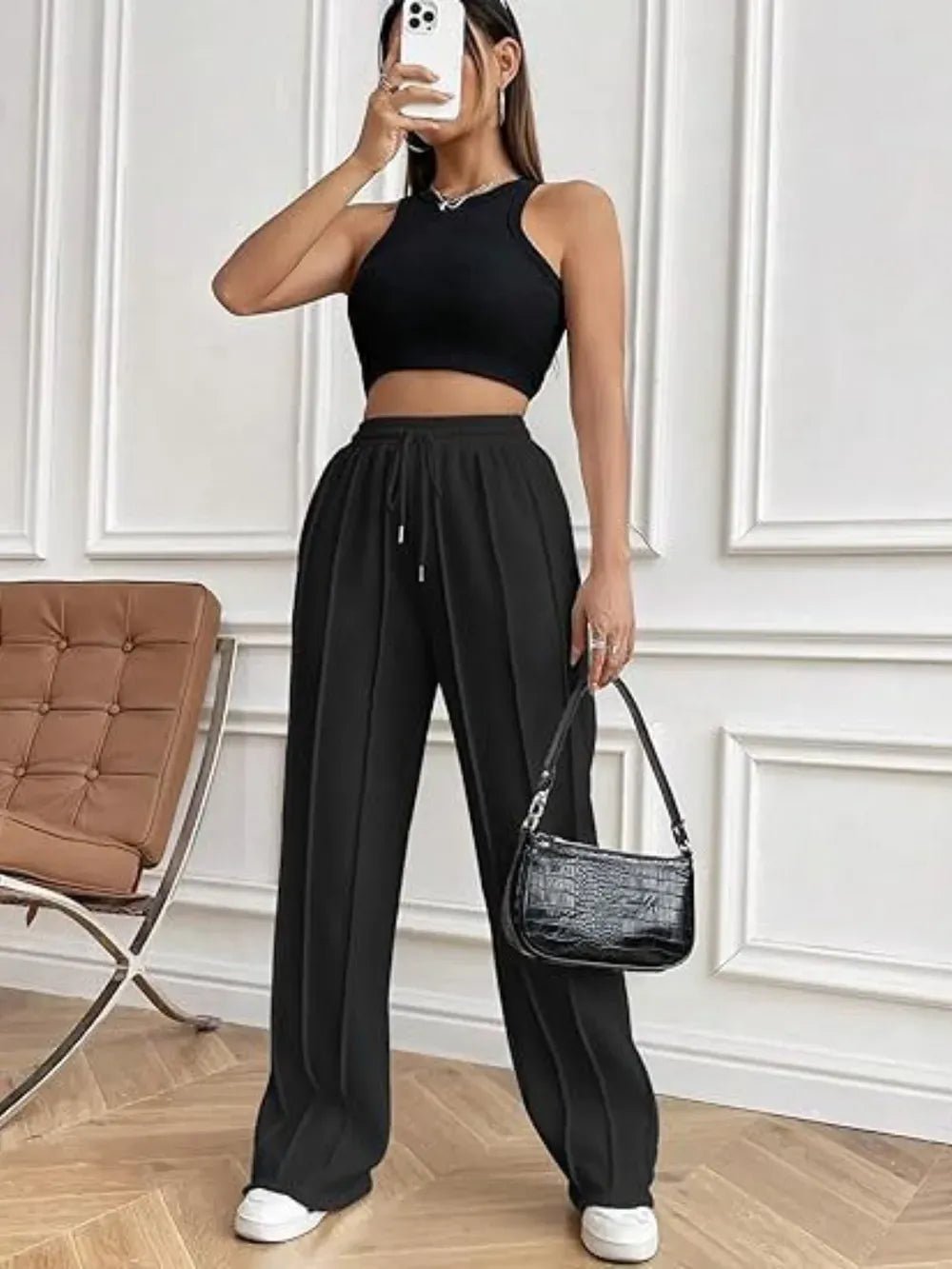 Drawstring Wide Leg Pants with Pockets-PANTS-Krush Kandy, Women's Online Fashion Boutique Located in Phoenix, Arizona (Scottsdale Area)