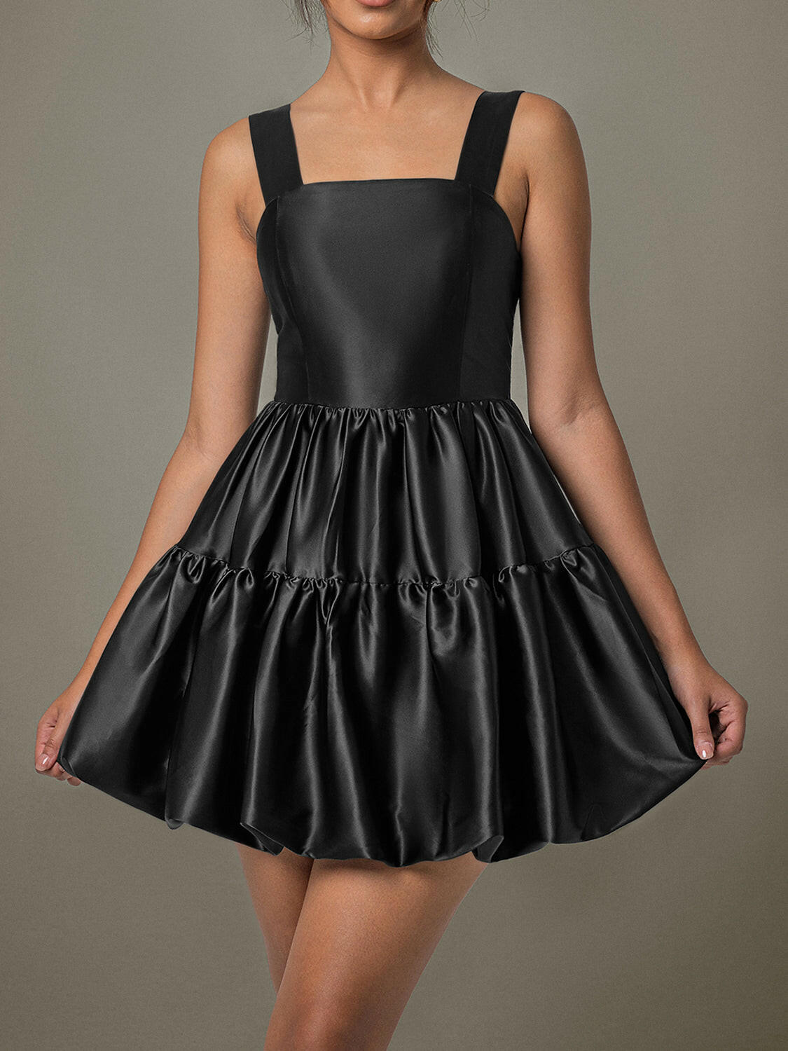 Ruched Square Neck Wide Strap Mini Dress-Krush Kandy, Women's Online Fashion Boutique Located in Phoenix, Arizona (Scottsdale Area)