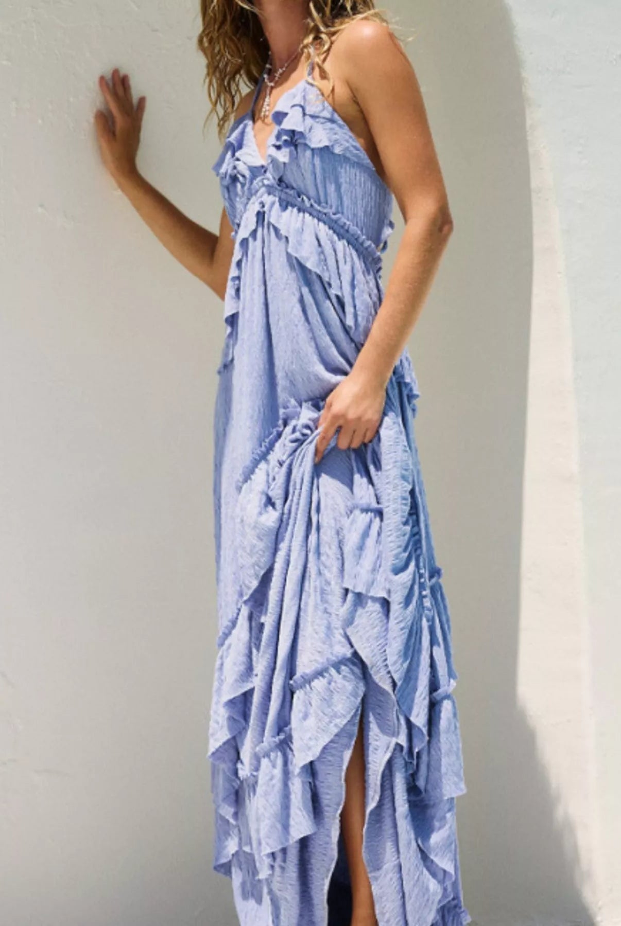 Ruffled Halter Neck Maxi Dress-Dresses-Krush Kandy, Women's Online Fashion Boutique Located in Phoenix, Arizona (Scottsdale Area)