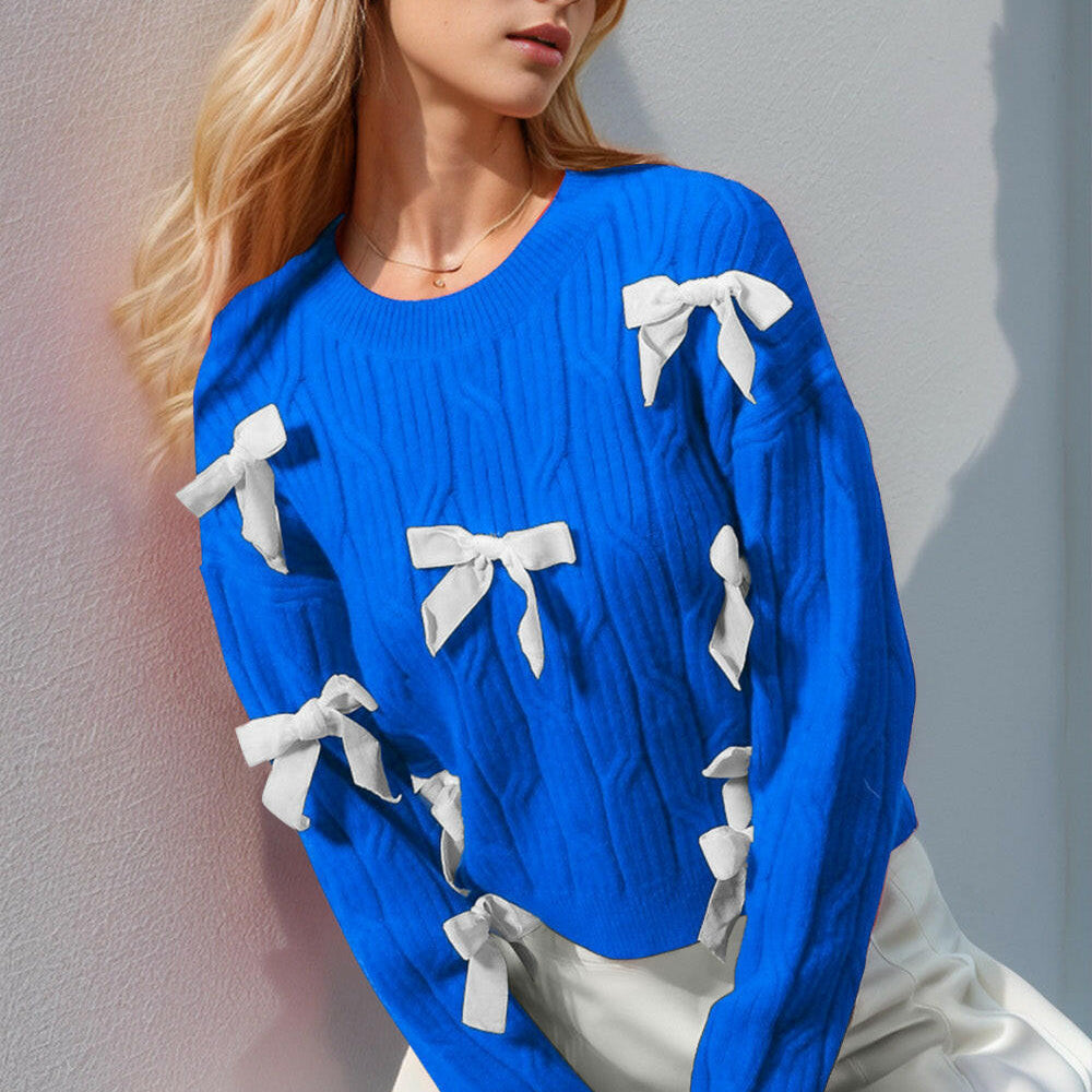 S-3X With Love Cable Knit Bow Sweater-Sweaters-Krush Kandy, Women's Online Fashion Boutique Located in Phoenix, Arizona (Scottsdale Area)
