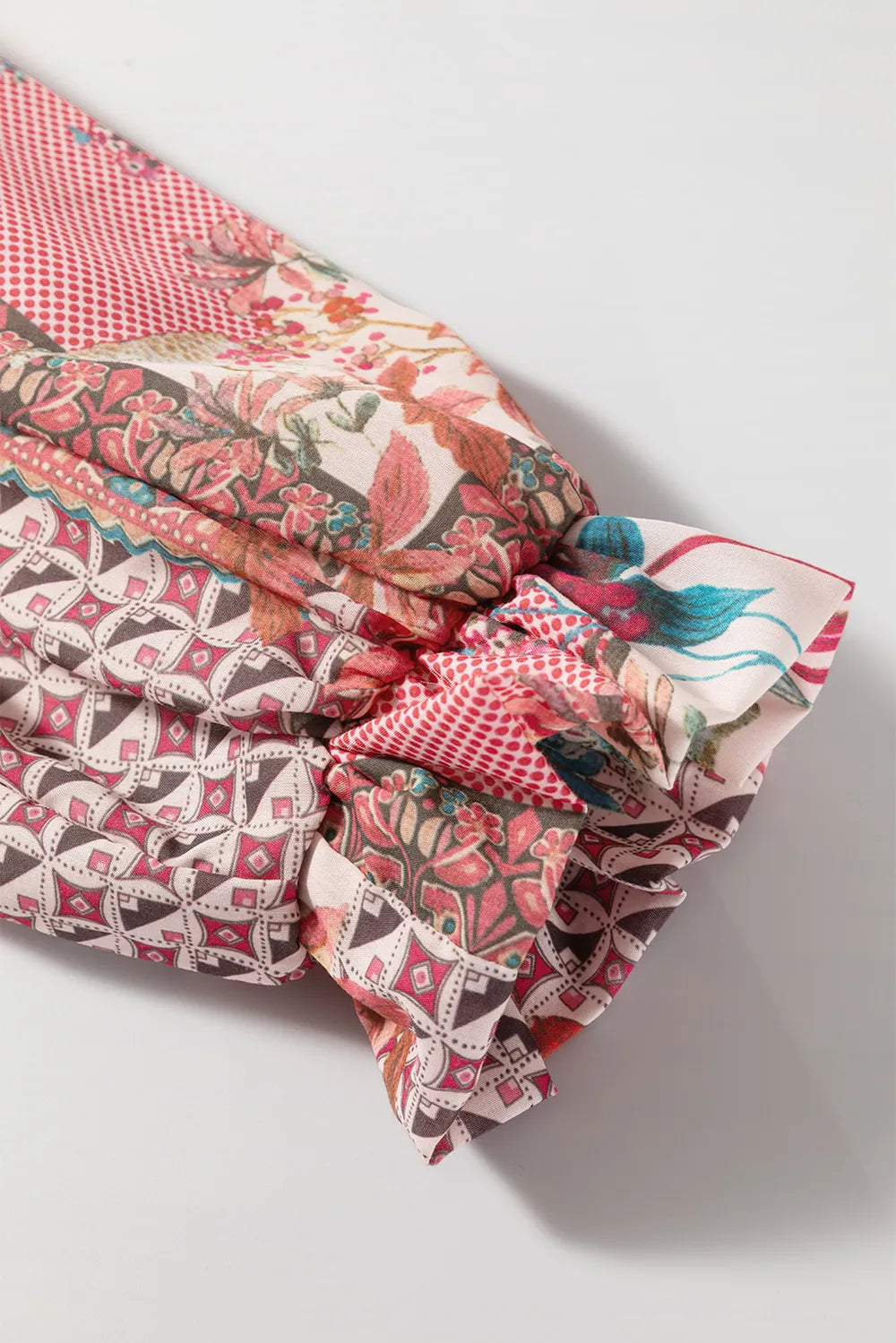 Sunset Mosaic Patchwork Blouse-Tops-Krush Kandy, Women's Online Fashion Boutique Located in Phoenix, Arizona (Scottsdale Area)