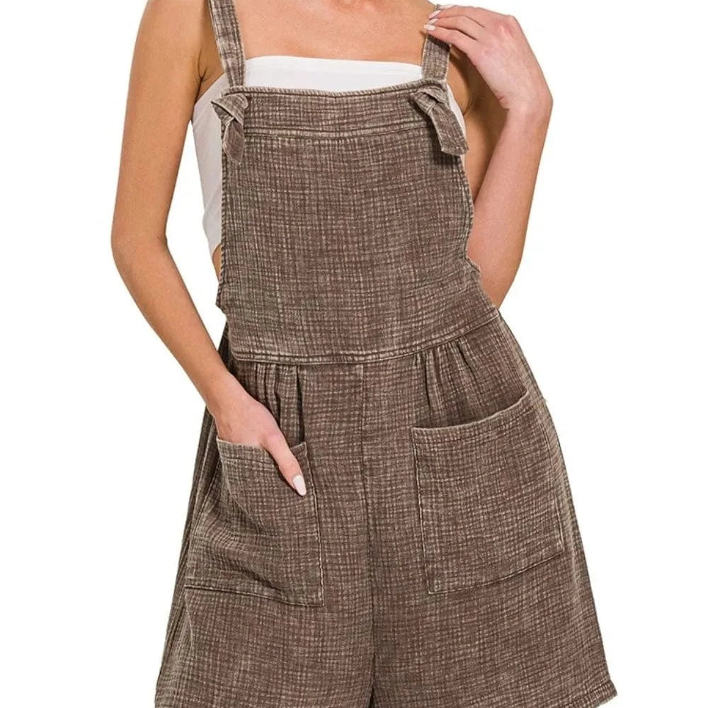 The Driftwood Acid Wash Romper-Jumpsuits & Rompers-Krush Kandy, Women's Online Fashion Boutique Located in Phoenix, Arizona (Scottsdale Area)