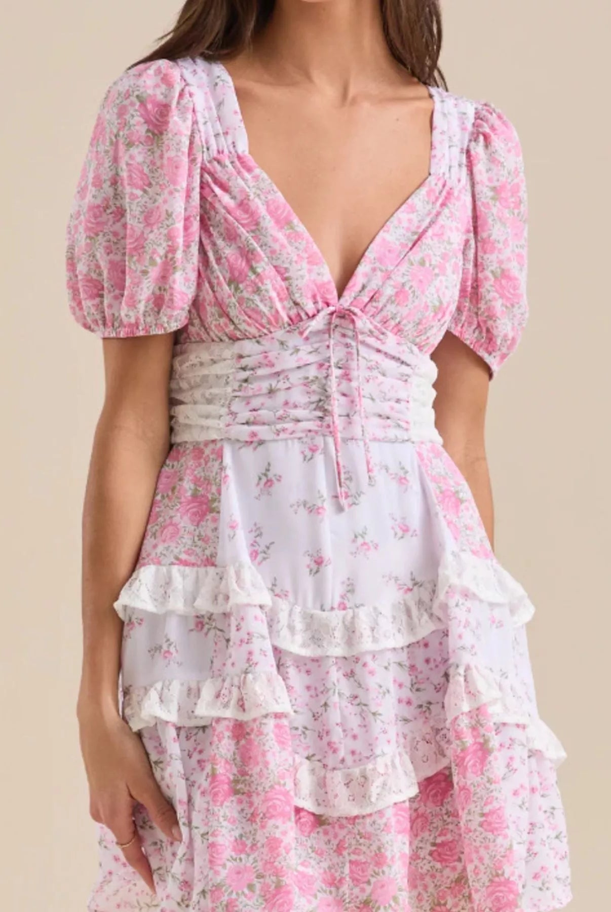 Floral Puff Sleeve Tiered Mini Dress-Dresses-Krush Kandy, Women's Online Fashion Boutique Located in Phoenix, Arizona (Scottsdale Area)