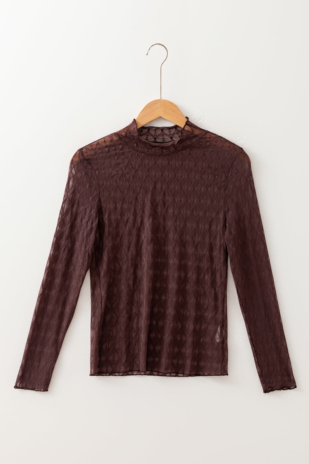 Coffee Mesh Long Sleeve Sheer Top-Long Sleeve Tops-Krush Kandy, Women's Online Fashion Boutique Located in Phoenix, Arizona (Scottsdale Area)