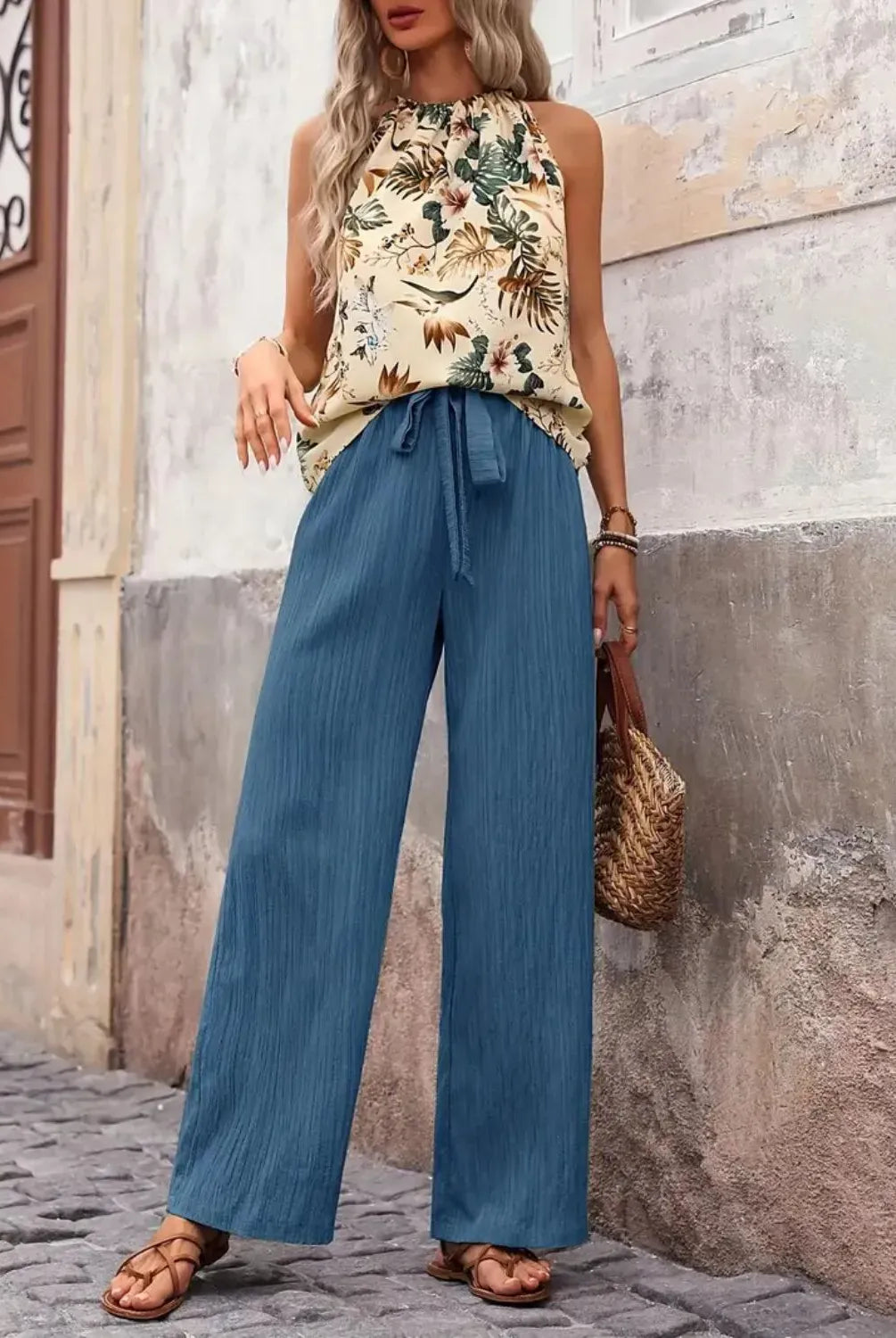 Printed Tank Top and Wide Leg Pants Set-Tops-Krush Kandy, Women's Online Fashion Boutique Located in Phoenix, Arizona (Scottsdale Area)