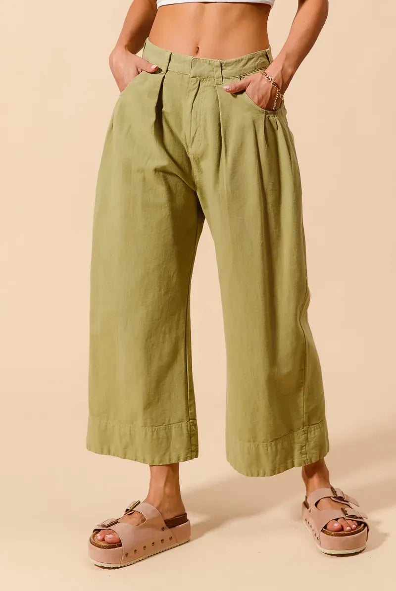 SO ME Mid Rise Wide Leg Chino Pants With Pockets-Pants-Krush Kandy, Women's Online Fashion Boutique Located in Phoenix, Arizona (Scottsdale Area)