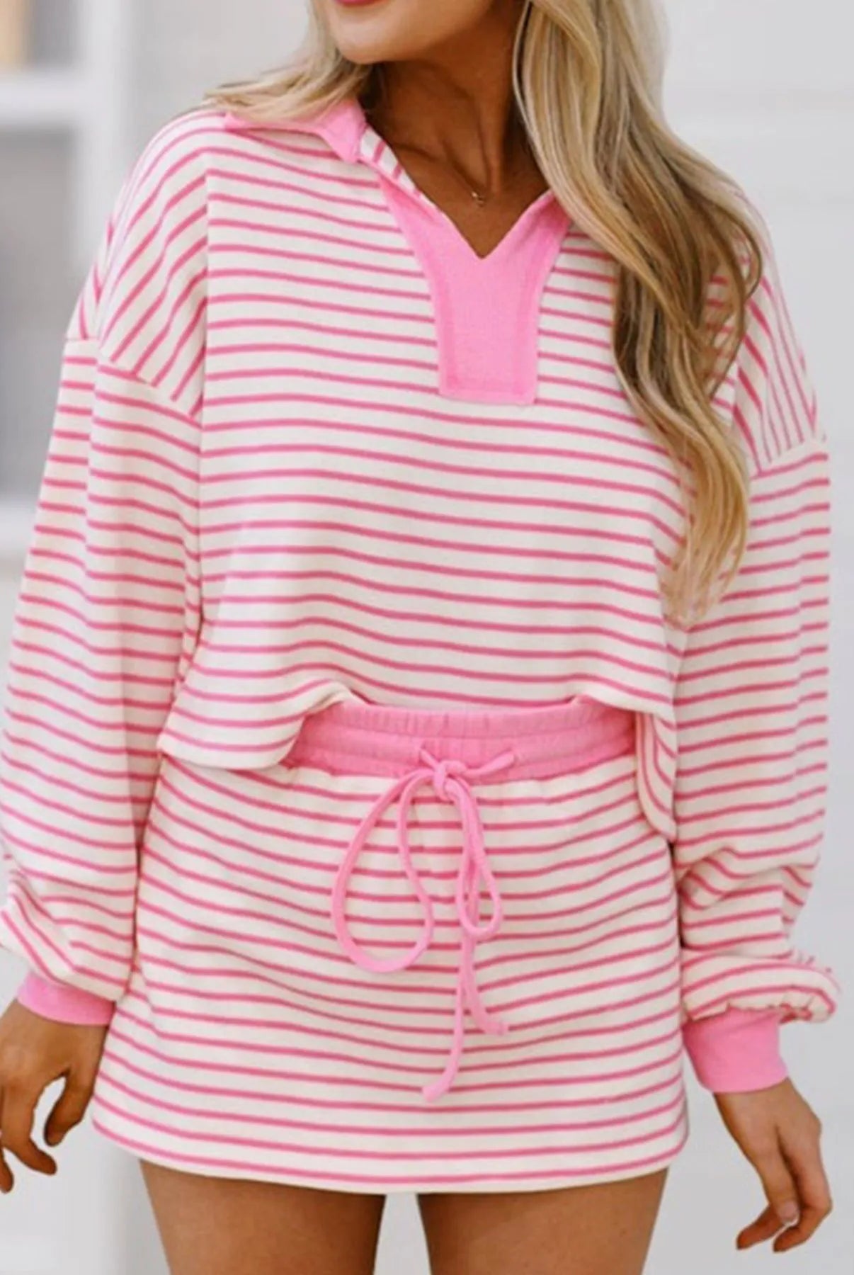 Striped Top and Skirt Set with Drawstring-2 Piece Outfit Sets-Krush Kandy, Women's Online Fashion Boutique Located in Phoenix, Arizona (Scottsdale Area)