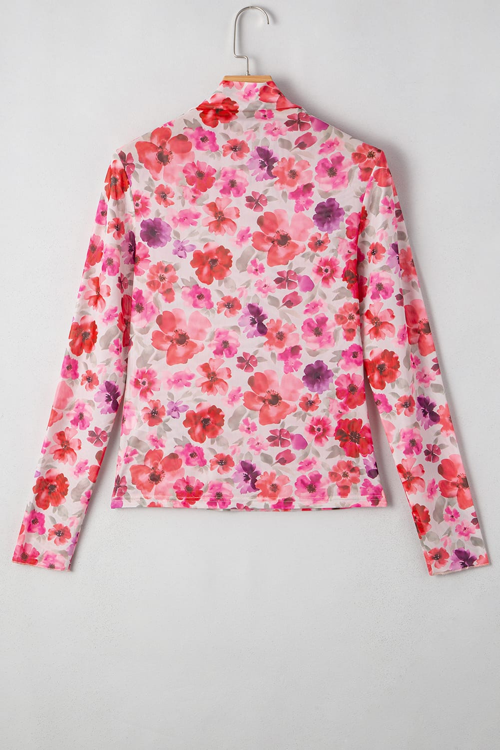 Pink & Red Floral Mesh Long Sleeve Top-Long Sleeve Tops-Krush Kandy, Women's Online Fashion Boutique Located in Phoenix, Arizona (Scottsdale Area)
