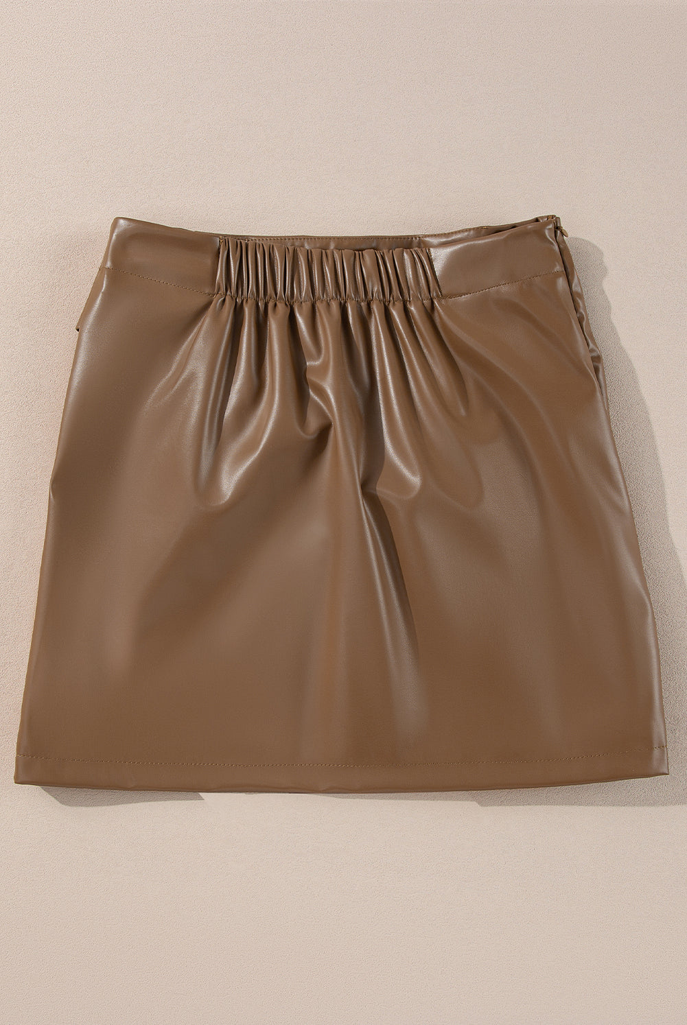 Coffee Faux Leather Knot Skirt-skirts-Krush Kandy, Women's Online Fashion Boutique Located in Phoenix, Arizona (Scottsdale Area)