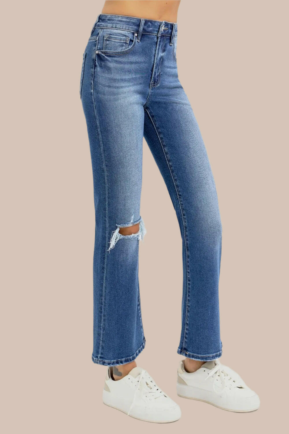 Risen Full Size Distressed High Rise Crop Flare Jeans-Krush Kandy, Women's Online Fashion Boutique Located in Phoenix, Arizona (Scottsdale Area)
