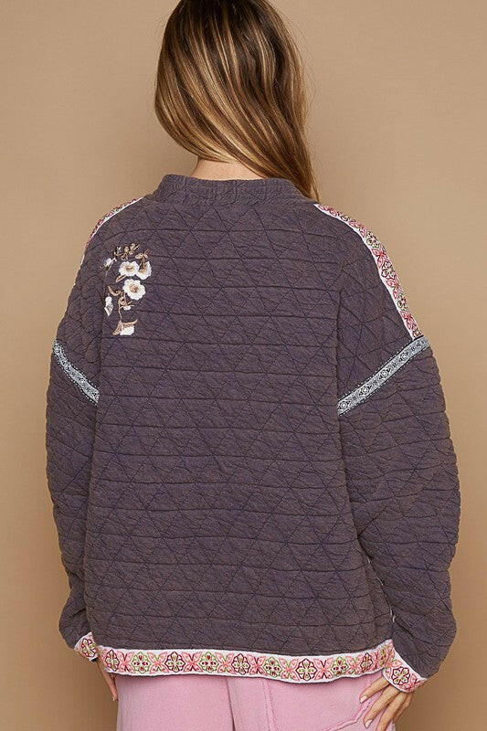 POL Embroidery Quilted Knit Jacket-Jackets-Krush Kandy, Women's Online Fashion Boutique Located in Phoenix, Arizona (Scottsdale Area)