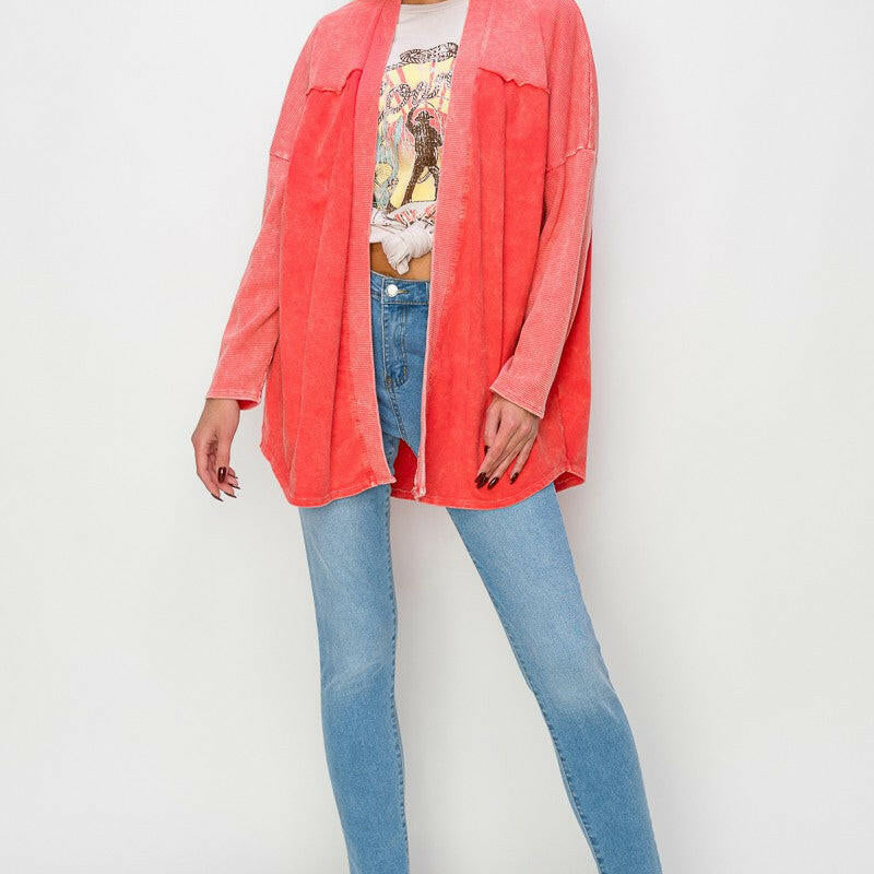 J.HER Vintage Wash Open Cardigan-Cardigans-Krush Kandy, Women's Online Fashion Boutique Located in Phoenix, Arizona (Scottsdale Area)