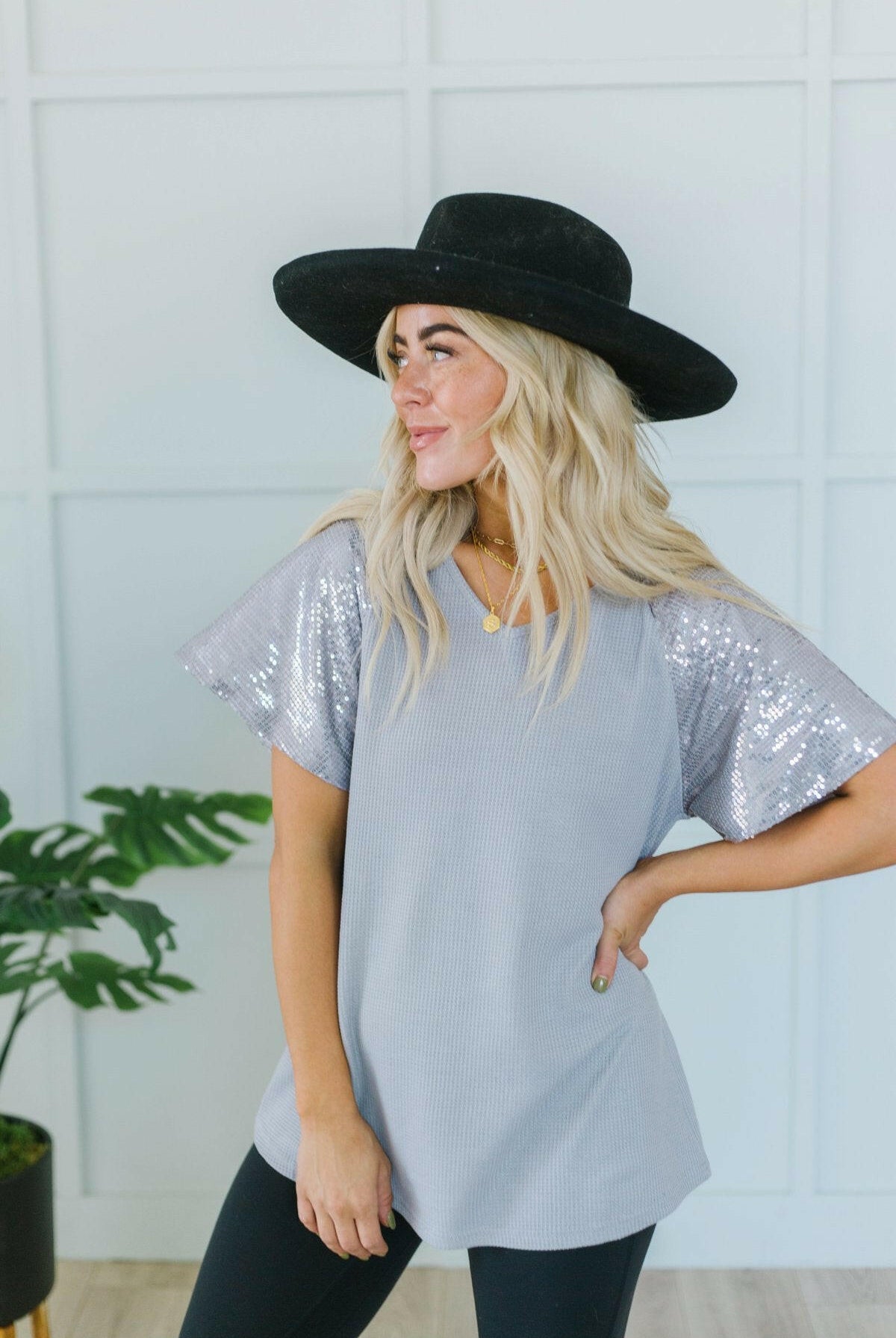 Sequin Sleeve Tunic-Tops-Krush Kandy, Women's Online Fashion Boutique Located in Phoenix, Arizona (Scottsdale Area)
