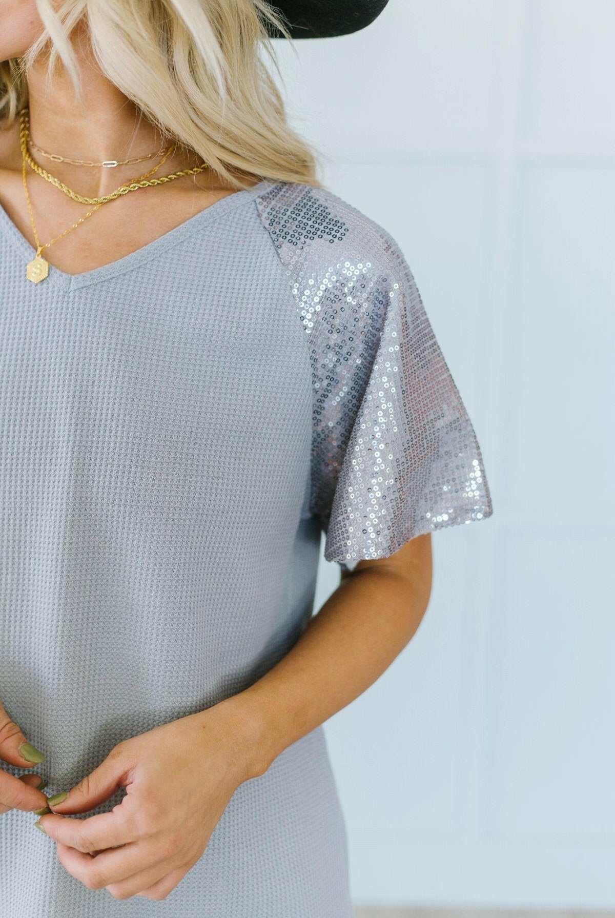 Sequin Sleeve Tunic-Tops-Krush Kandy, Women's Online Fashion Boutique Located in Phoenix, Arizona (Scottsdale Area)