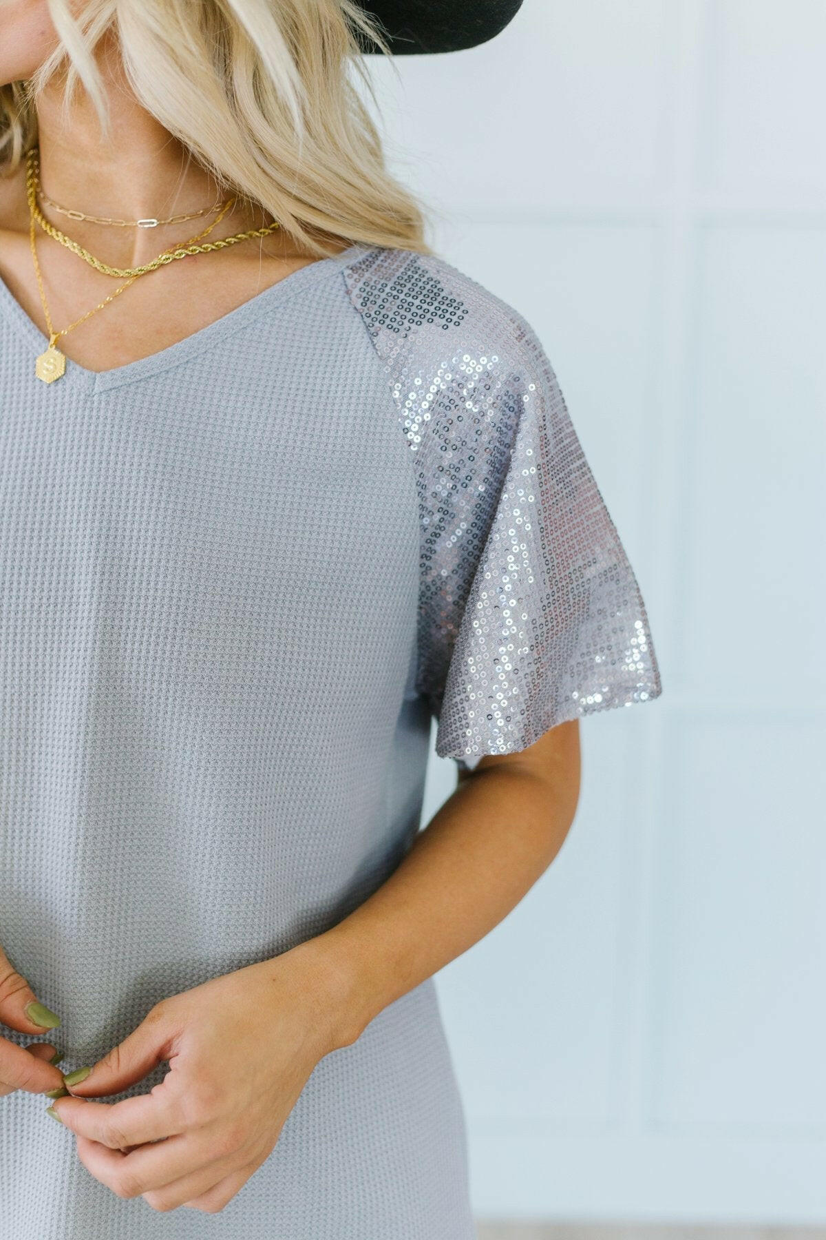 Sequin Sleeve Tunic-Tops-Krush Kandy, Women's Online Fashion Boutique Located in Phoenix, Arizona (Scottsdale Area)