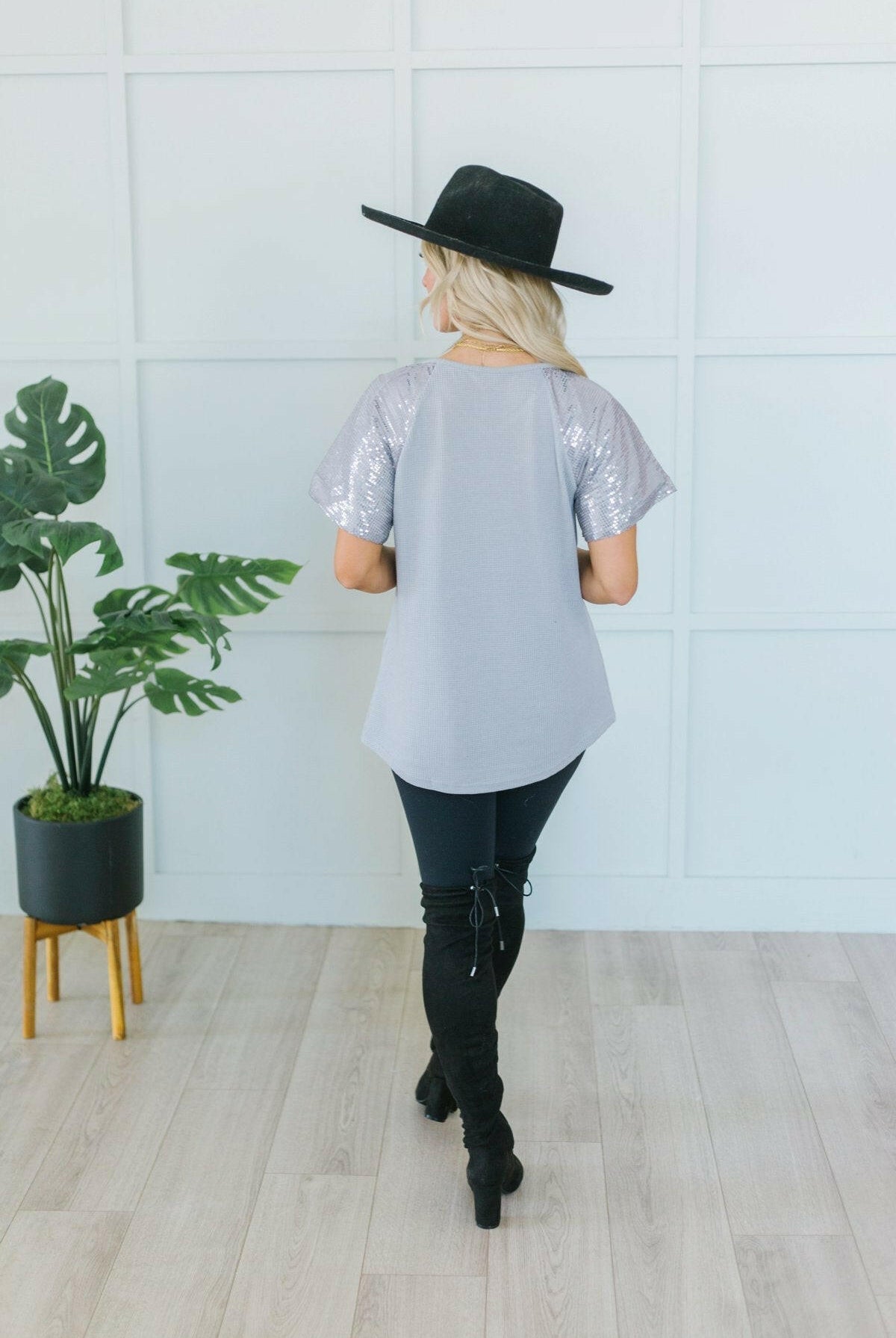 Sequin Sleeve Tunic-Tops-Krush Kandy, Women's Online Fashion Boutique Located in Phoenix, Arizona (Scottsdale Area)