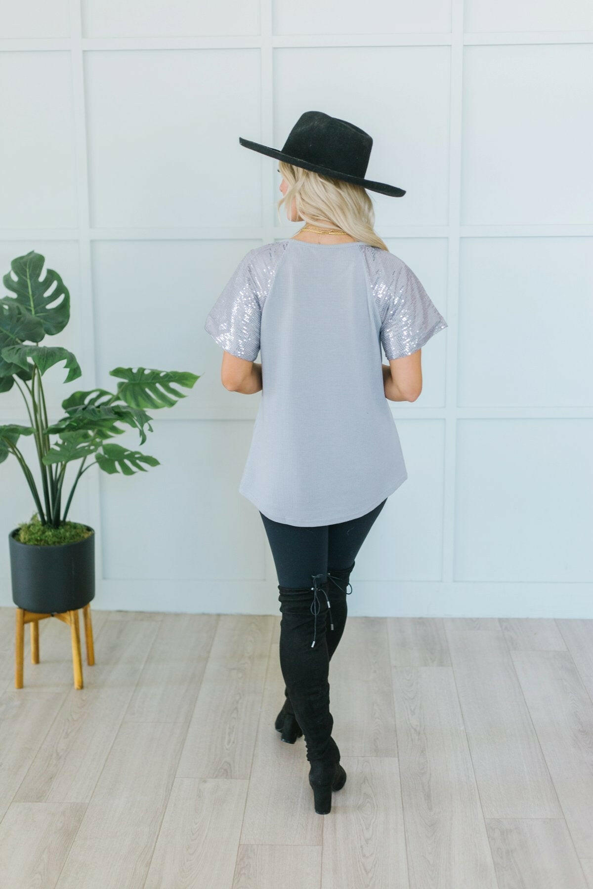 Sequin Sleeve Tunic-Tops-Krush Kandy, Women's Online Fashion Boutique Located in Phoenix, Arizona (Scottsdale Area)