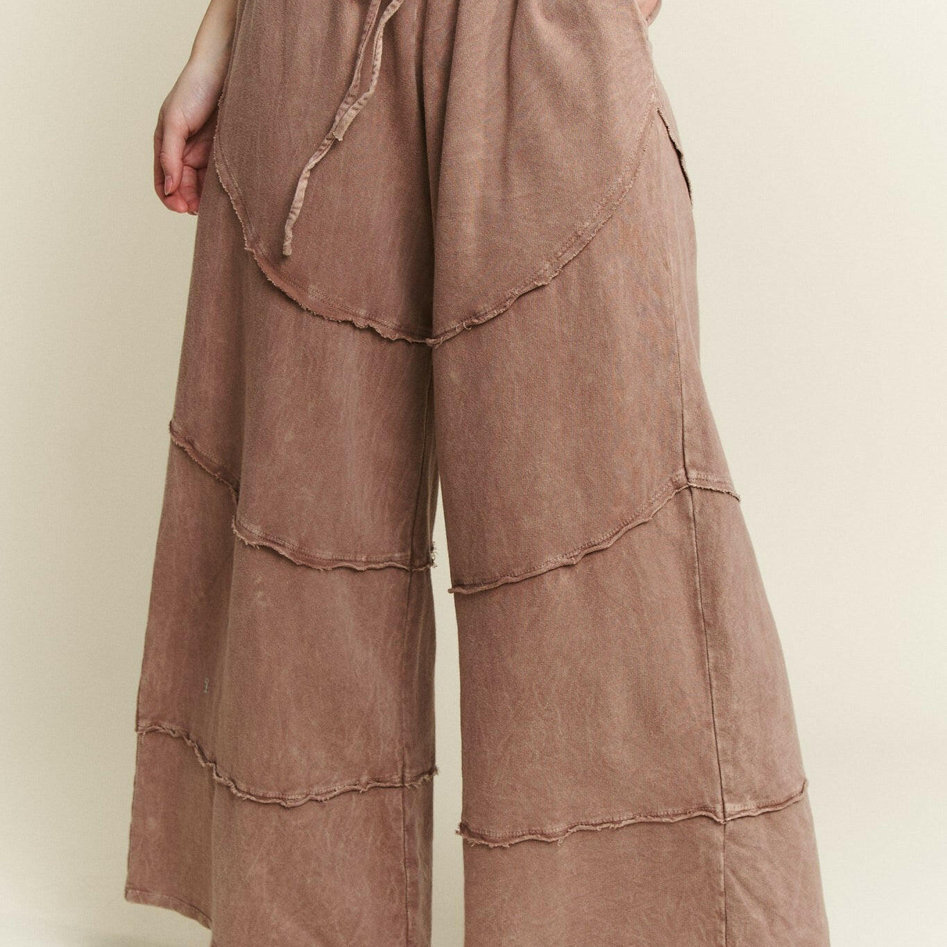 J.HER Mineral Washed Diagonal Hem Wide Leg Pants-PANTS-Krush Kandy, Women's Online Fashion Boutique Located in Phoenix, Arizona (Scottsdale Area)