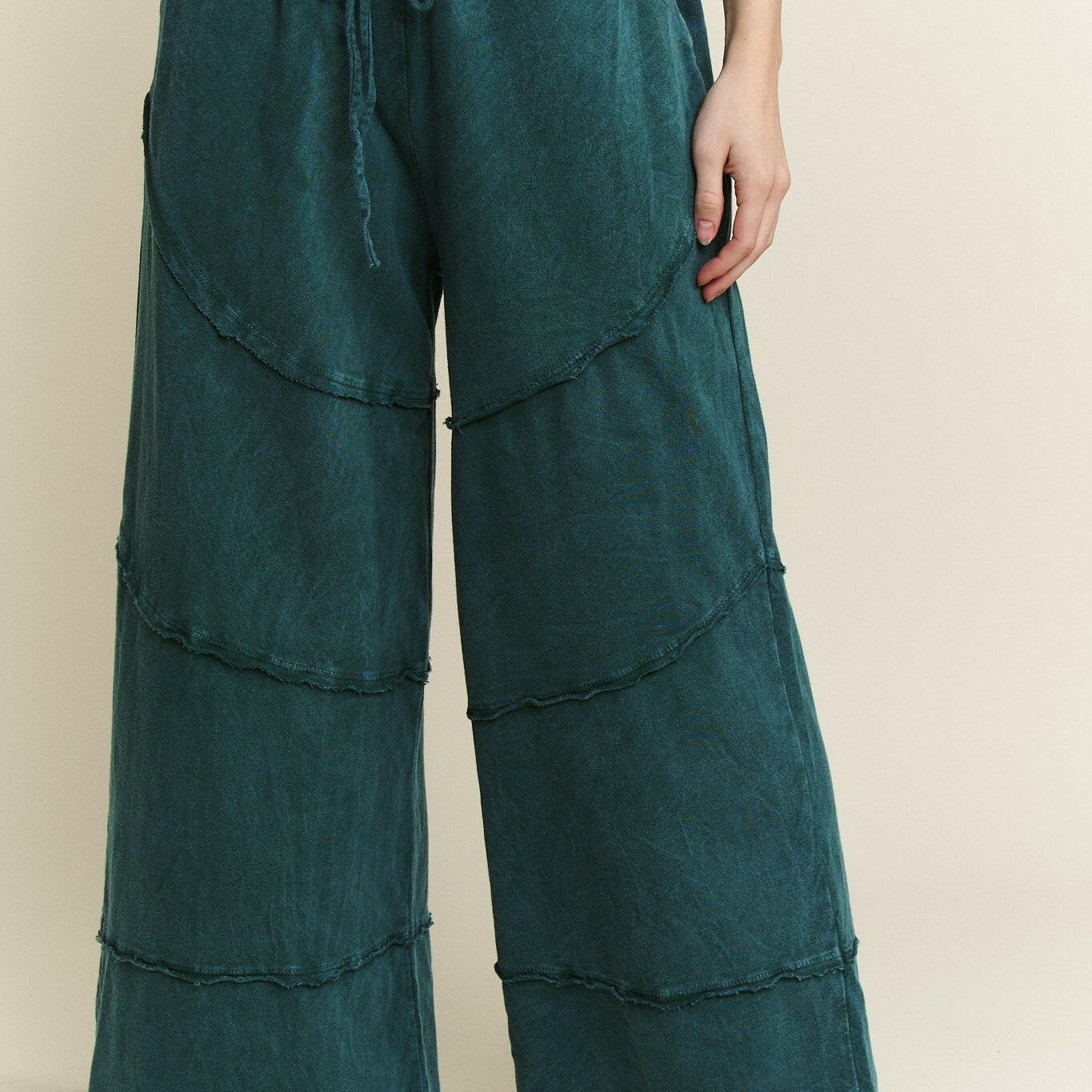J.HER Mineral Washed Diagonal Hem Wide Leg Pants-PANTS-Krush Kandy, Women's Online Fashion Boutique Located in Phoenix, Arizona (Scottsdale Area)