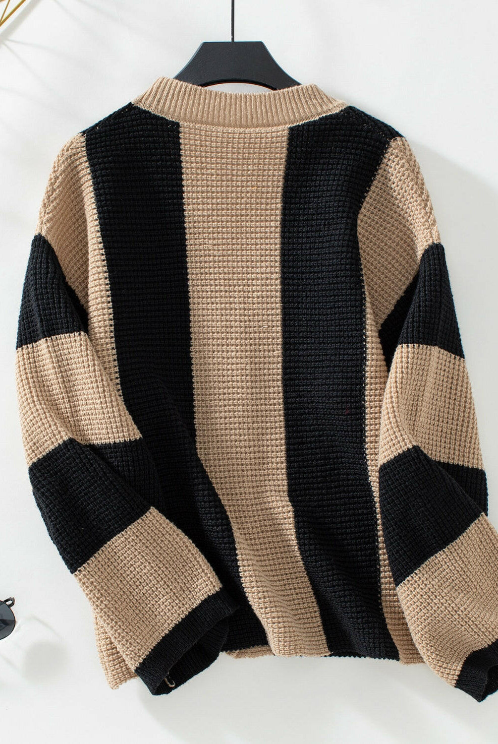 Waffle-Knit V-Neck Striped Long Sleeve Cardigan-Krush Kandy, Women's Online Fashion Boutique Located in Phoenix, Arizona (Scottsdale Area)