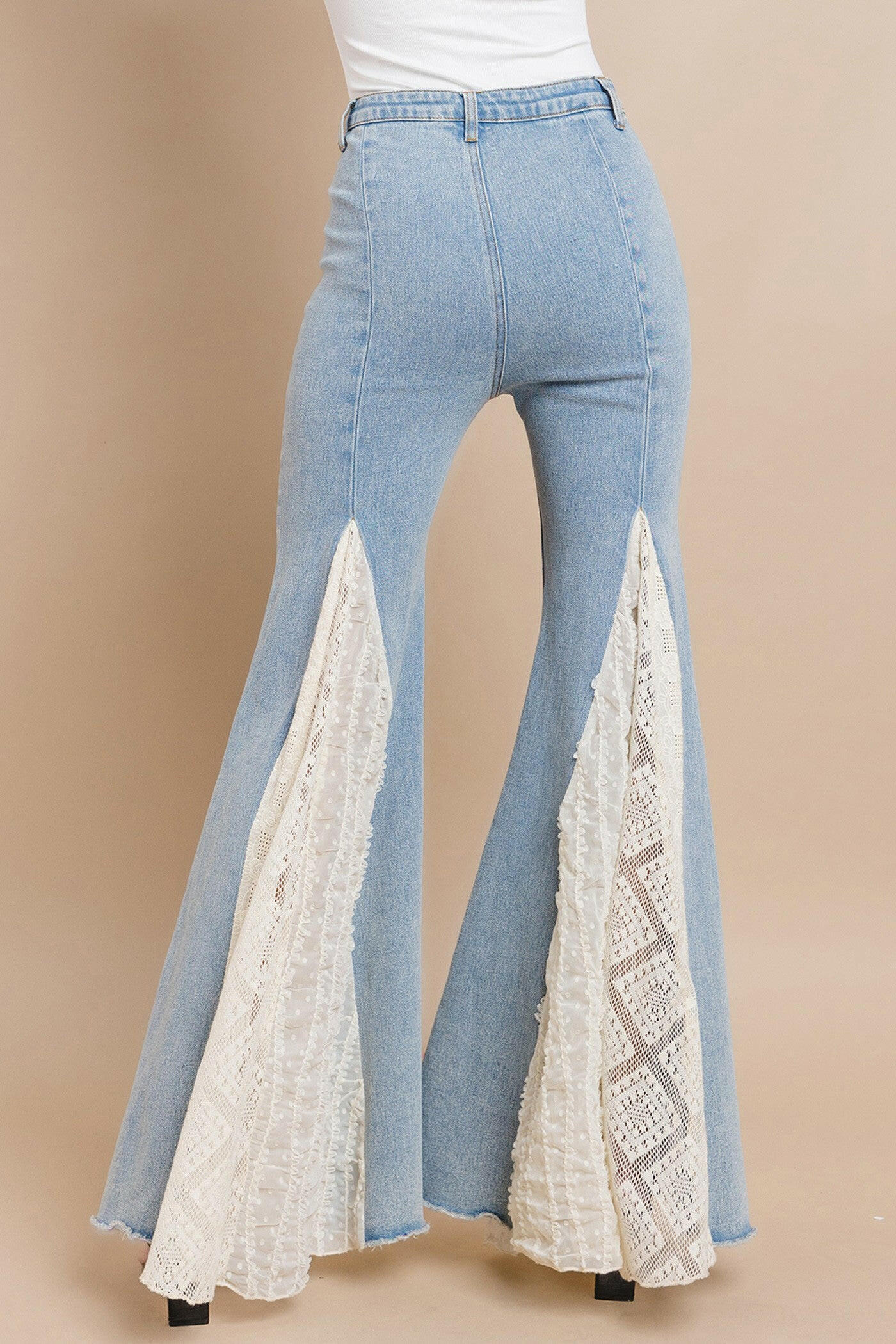 Lace Detail Wide Leg Jeans-Jumpsuits & Rompers-Krush Kandy, Women's Online Fashion Boutique Located in Phoenix, Arizona (Scottsdale Area)