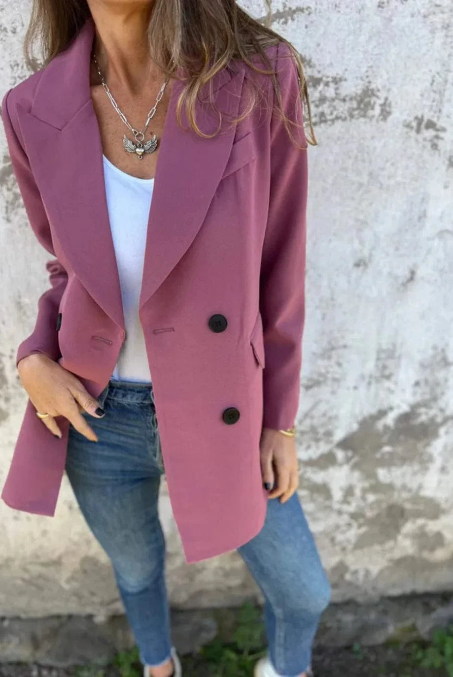 Full Size Collared Neck Long Sleeve Blazer-Blazers-Krush Kandy, Women's Online Fashion Boutique Located in Phoenix, Arizona (Scottsdale Area)