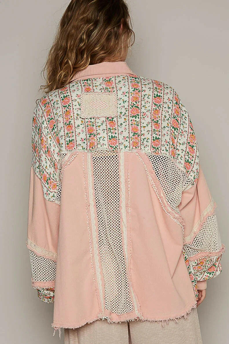 POL Oversize Balloon Sleeve Floral Contrast Jacket-Jackets-Krush Kandy, Women's Online Fashion Boutique Located in Phoenix, Arizona (Scottsdale Area)