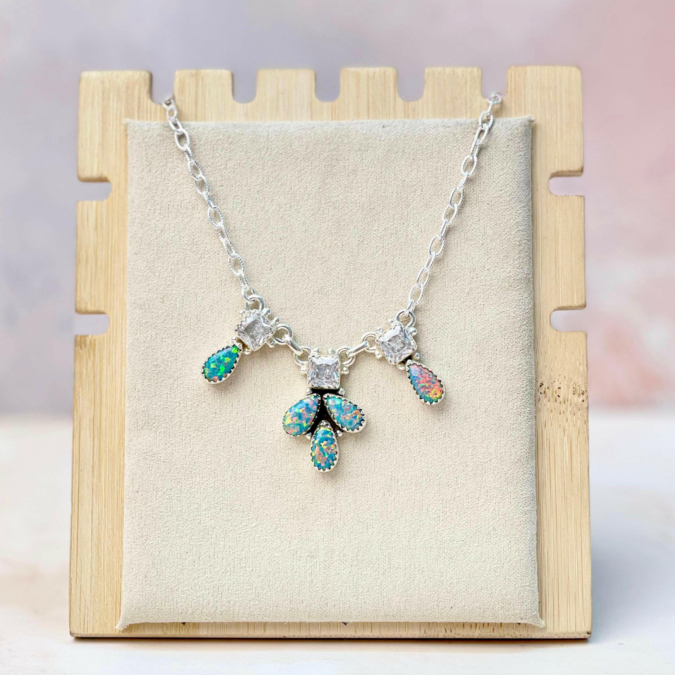 Sierra Opal Petals CZ Necklace-Necklaces-Krush Kandy, Women's Online Fashion Boutique Located in Phoenix, Arizona (Scottsdale Area)