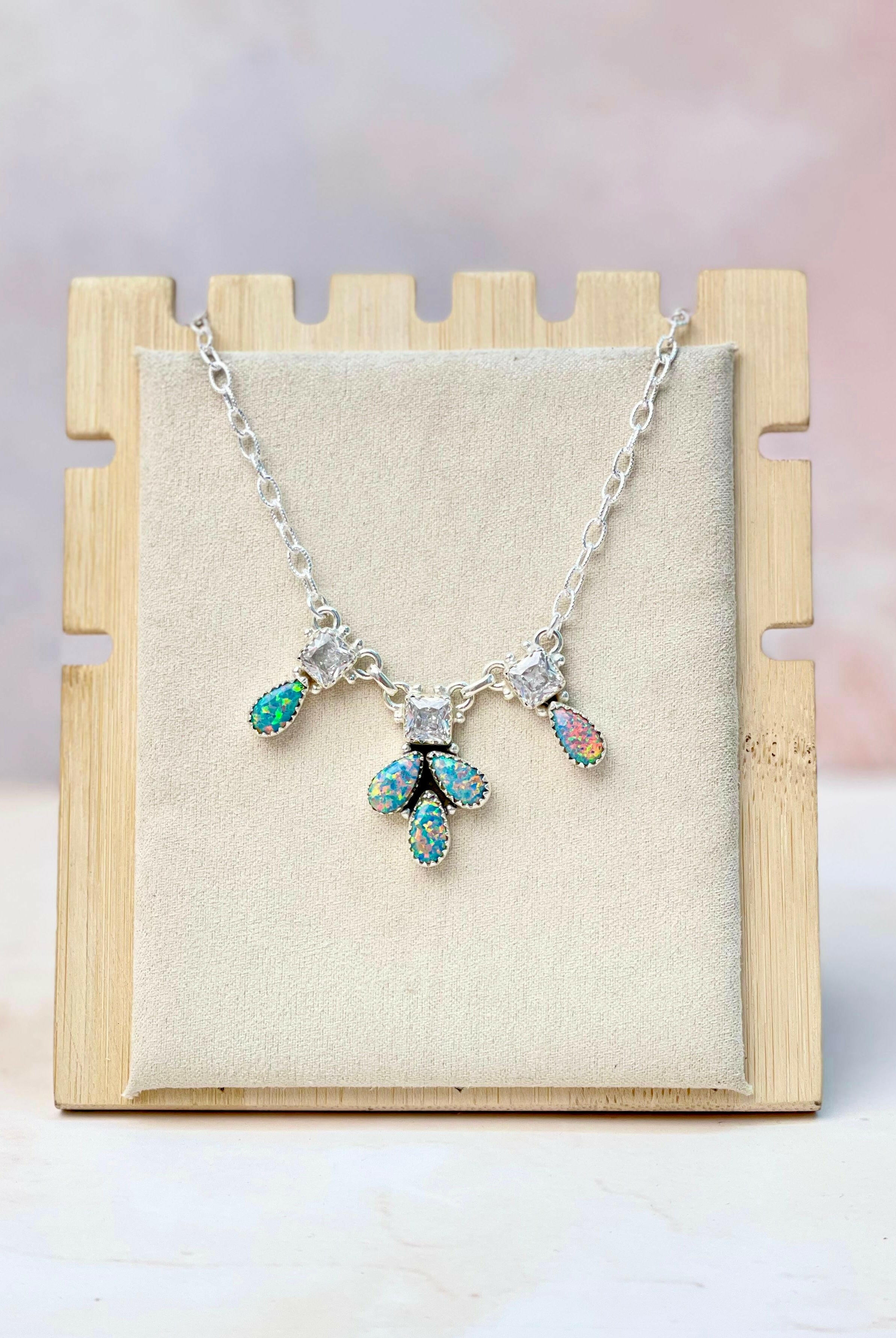 Sierra Opal Petals CZ Necklace-Necklaces-Krush Kandy, Women's Online Fashion Boutique Located in Phoenix, Arizona (Scottsdale Area)