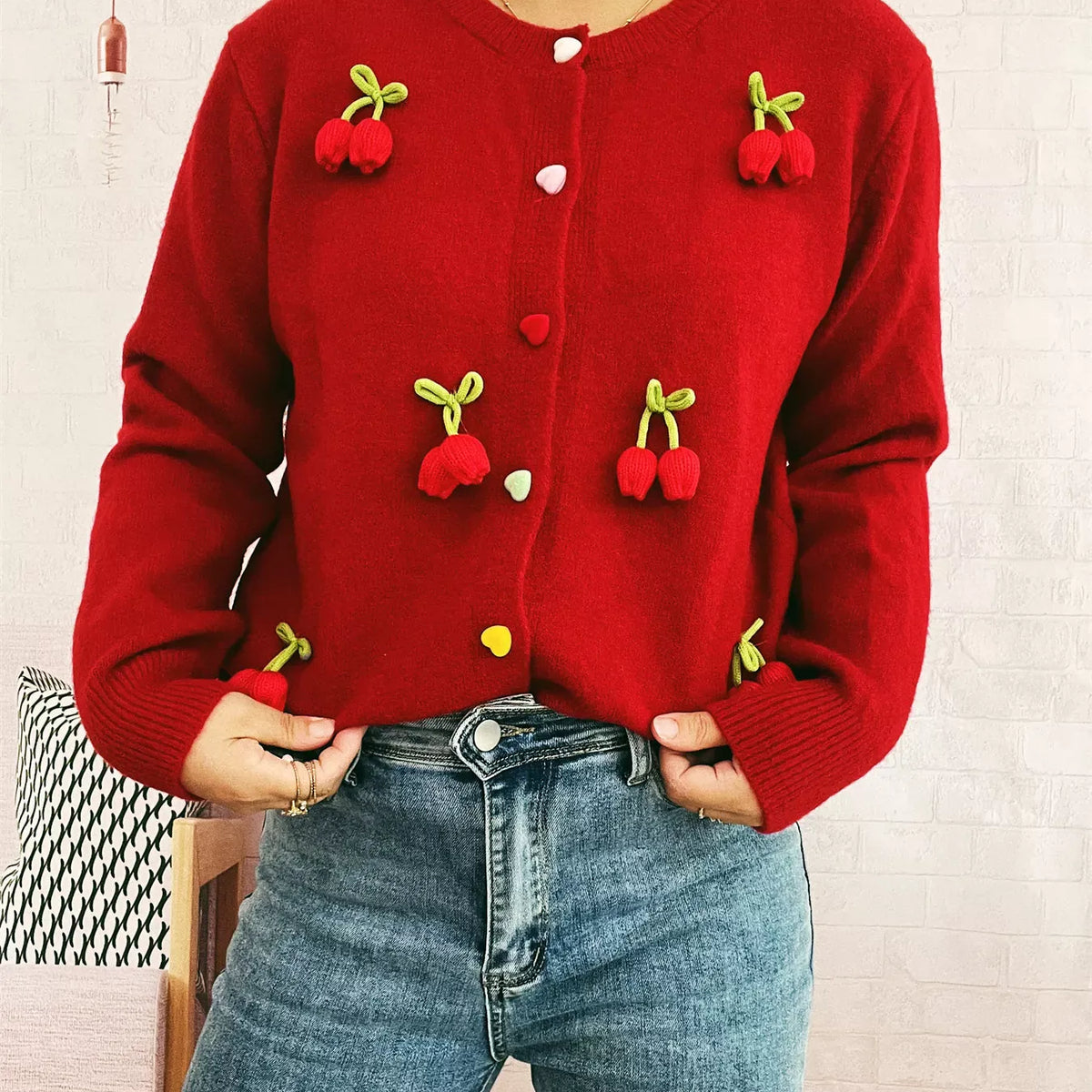 Flower Button Up Long Sleeve Cardigan-Cardigans-Krush Kandy, Women's Online Fashion Boutique Located in Phoenix, Arizona (Scottsdale Area)