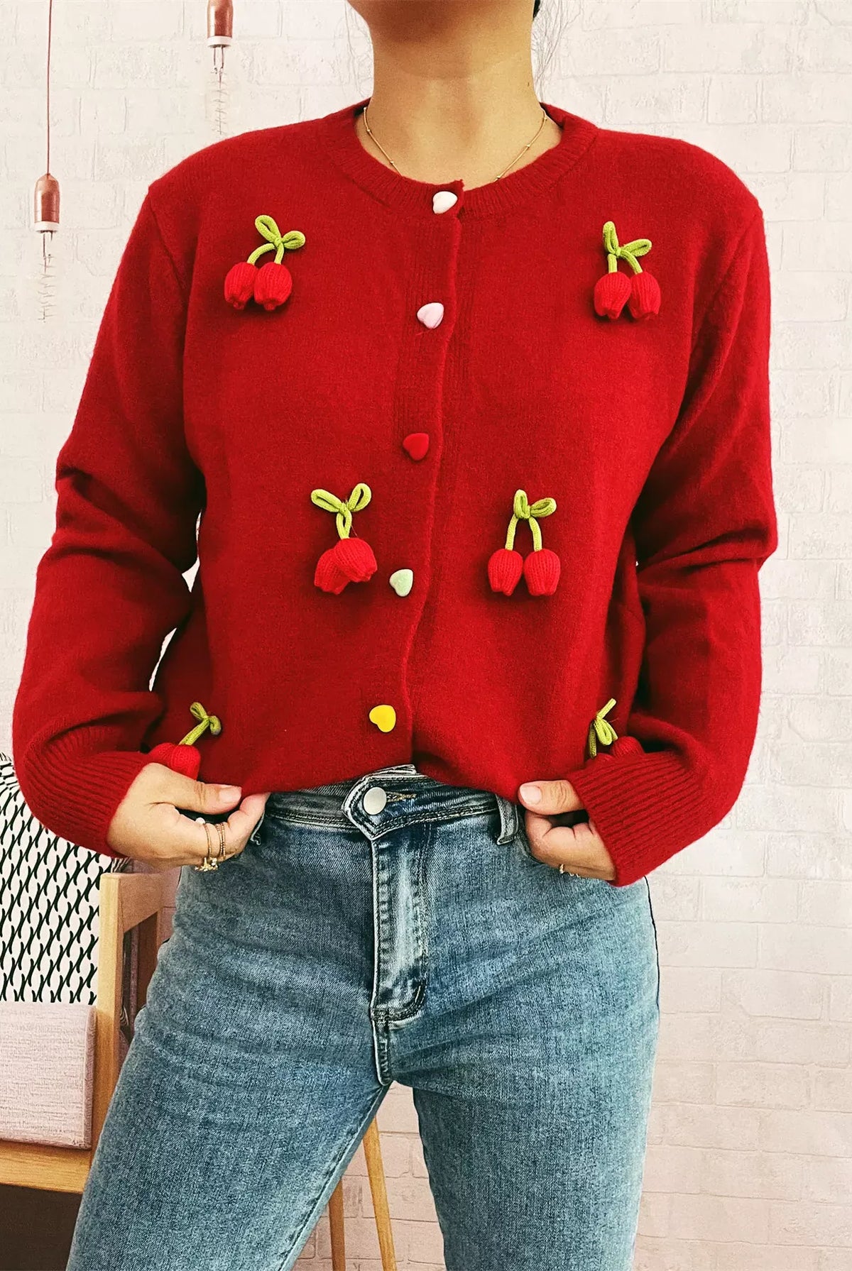 Flower Button Up Long Sleeve Cardigan-Cardigans-Krush Kandy, Women's Online Fashion Boutique Located in Phoenix, Arizona (Scottsdale Area)