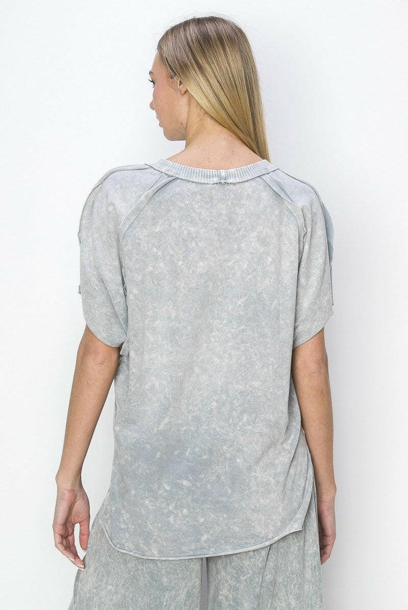 Mineral Wash Crochet Detail Top-Tops-Krush Kandy, Women's Online Fashion Boutique Located in Phoenix, Arizona (Scottsdale Area)