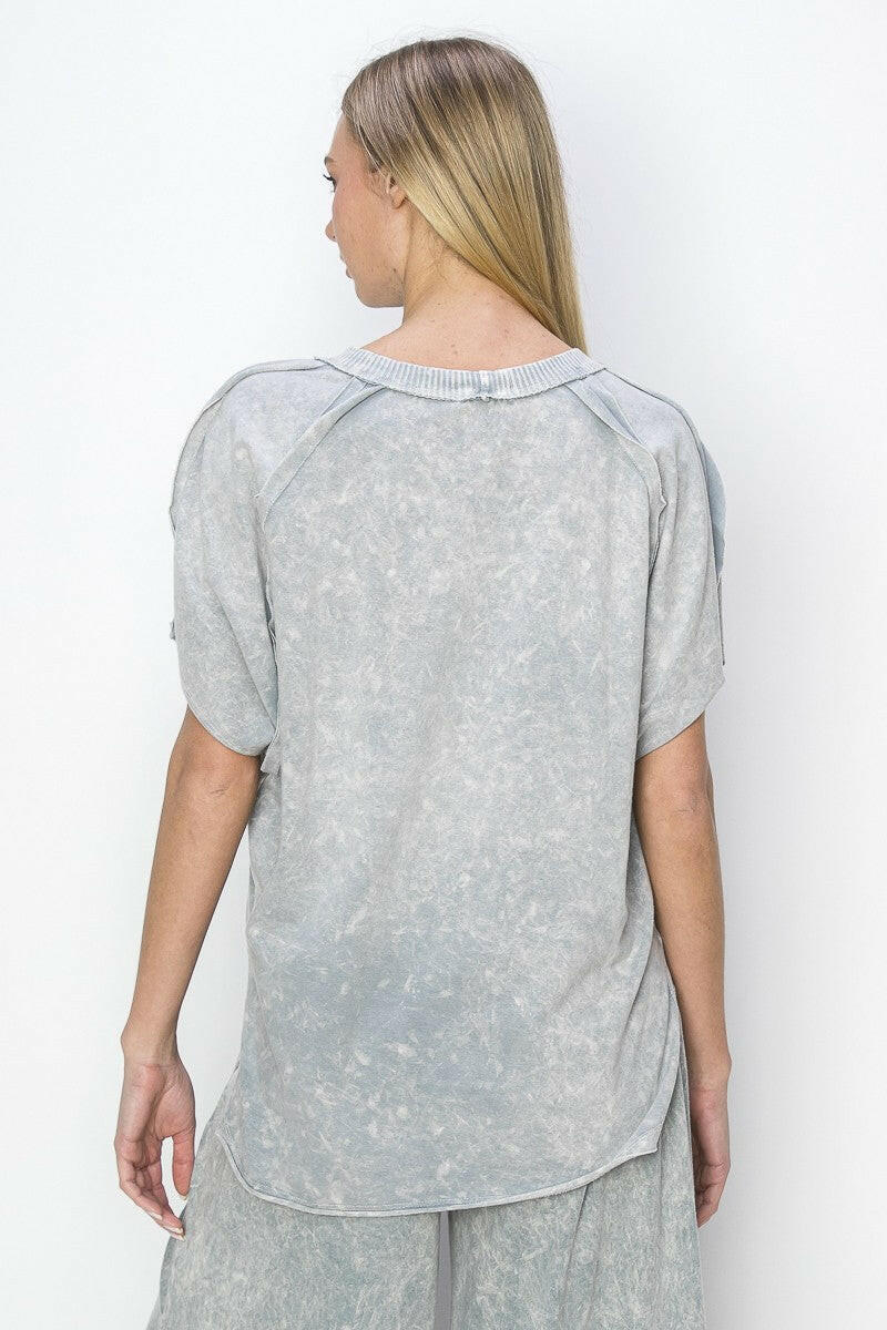 Mineral Wash Crochet Detail Top-Tops-Krush Kandy, Women's Online Fashion Boutique Located in Phoenix, Arizona (Scottsdale Area)