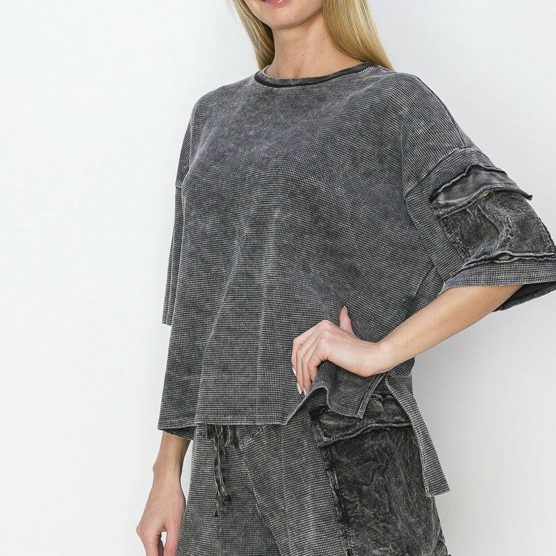 Mineral Wash Cargo Pocket Half Sleeve Top-Tops-Krush Kandy, Women's Online Fashion Boutique Located in Phoenix, Arizona (Scottsdale Area)
