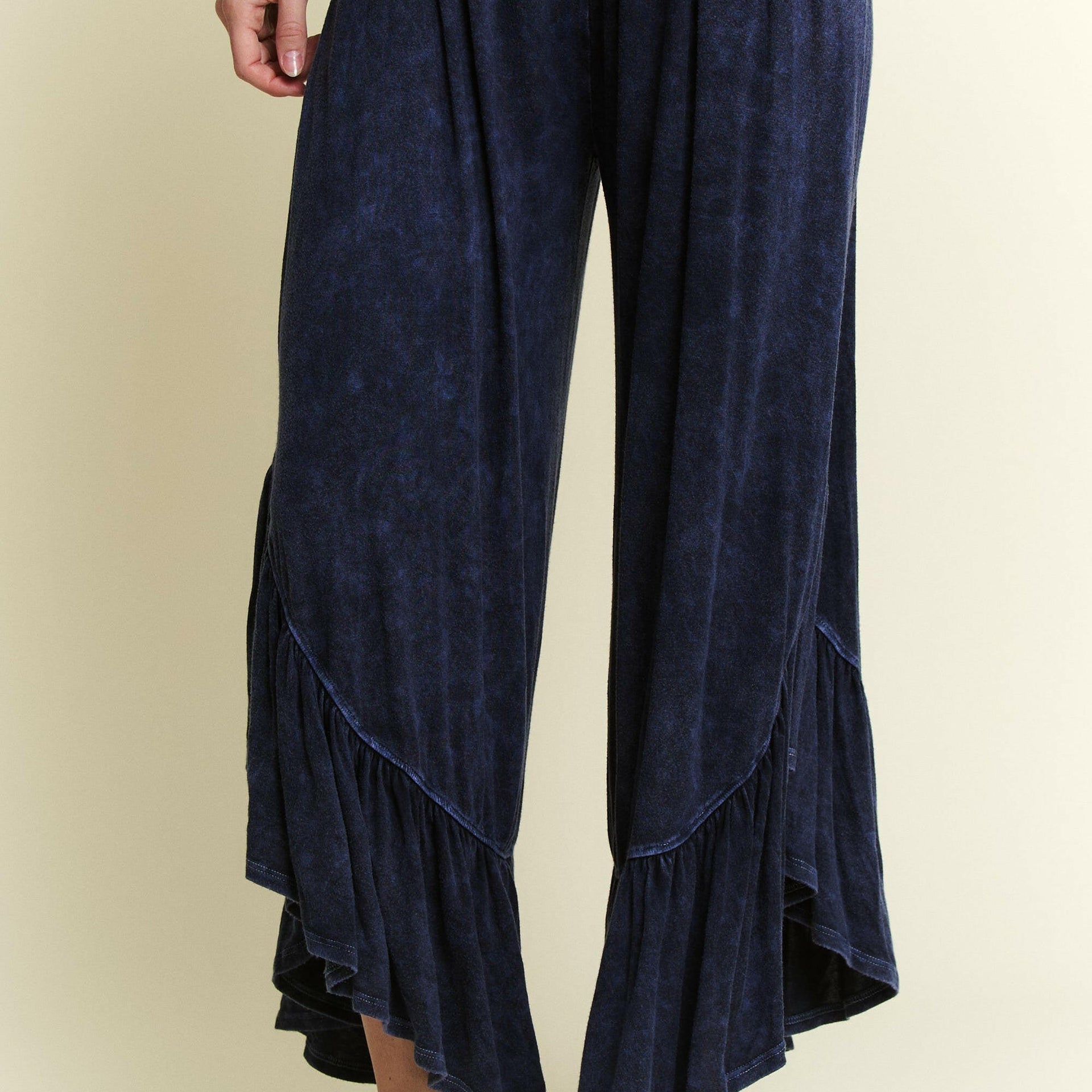 Mineral Wash Big Ruffle Pants-Pants-Krush Kandy, Women's Online Fashion Boutique Located in Phoenix, Arizona (Scottsdale Area)