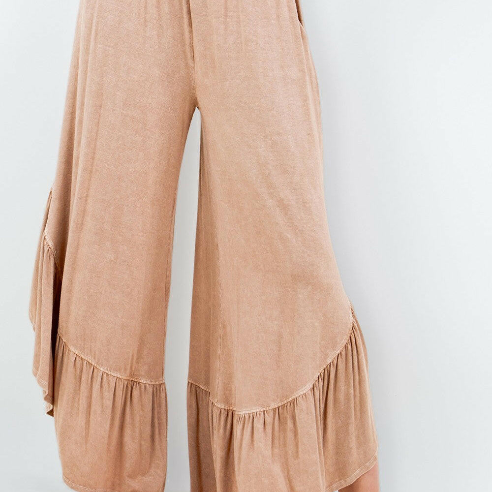 Mineral Wash Big Ruffle Pants-Pants-Krush Kandy, Women's Online Fashion Boutique Located in Phoenix, Arizona (Scottsdale Area)