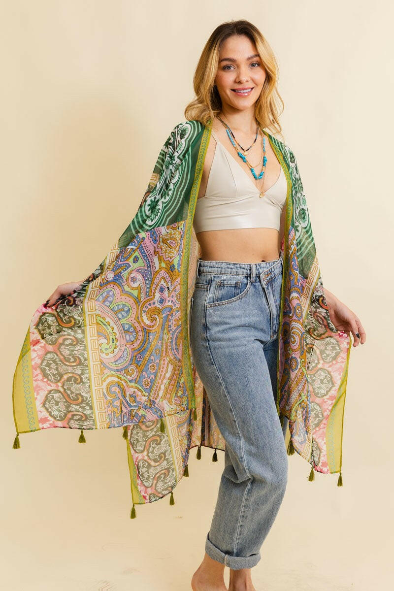 Paisley Print Open Front Kimono-Cardigans-Krush Kandy, Women's Online Fashion Boutique Located in Phoenix, Arizona (Scottsdale Area)