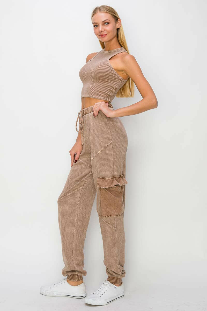 J.HER Mineral Wash Cargo pocket detail Joggers-Krush Kandy, Women's Online Fashion Boutique Located in Phoenix, Arizona (Scottsdale Area)